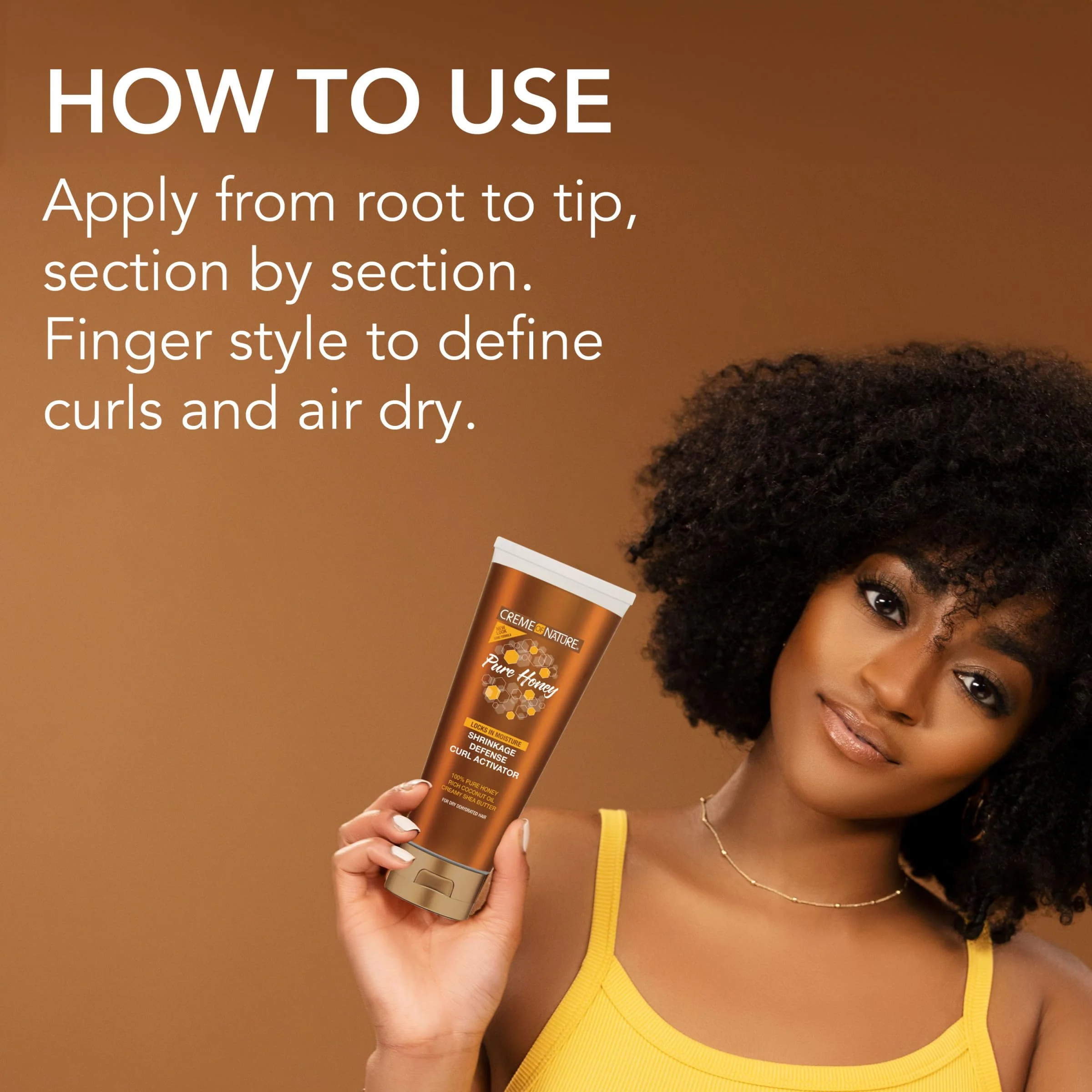 Creme of Nature Pure Honey Define Shrinkage Defense Curl Activator, Moisture-Rich Formula with Coconut Oil & Shea Butter, For Dry, Dehydrated Hair 10.5 oz - Image 5
