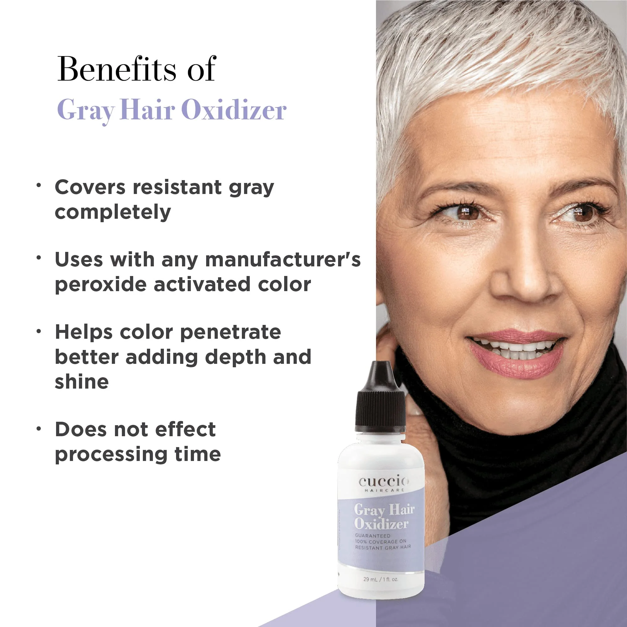 Cuccio Haircare Gray Hair Oxidizer - Guaranteed Full Coverage - Adds Depth And Shine - Intensifies Red Shades - Helps Color Penetrate Better - Can Be Used With Any Color Line - 1 Oz Treatment - Image 2