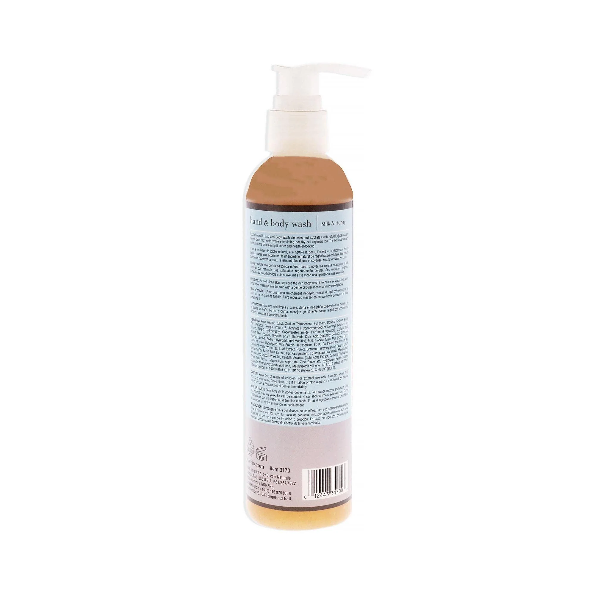 Cuccio Naturale Hand And Body Wash - Solution Which Exfoliates, Cleanses And Hydrates The Skin - Infused With Noisturising Beads Of Natural Jojoba - Great Exfoliant - Milk And Honey - 8 0Z - Image 2