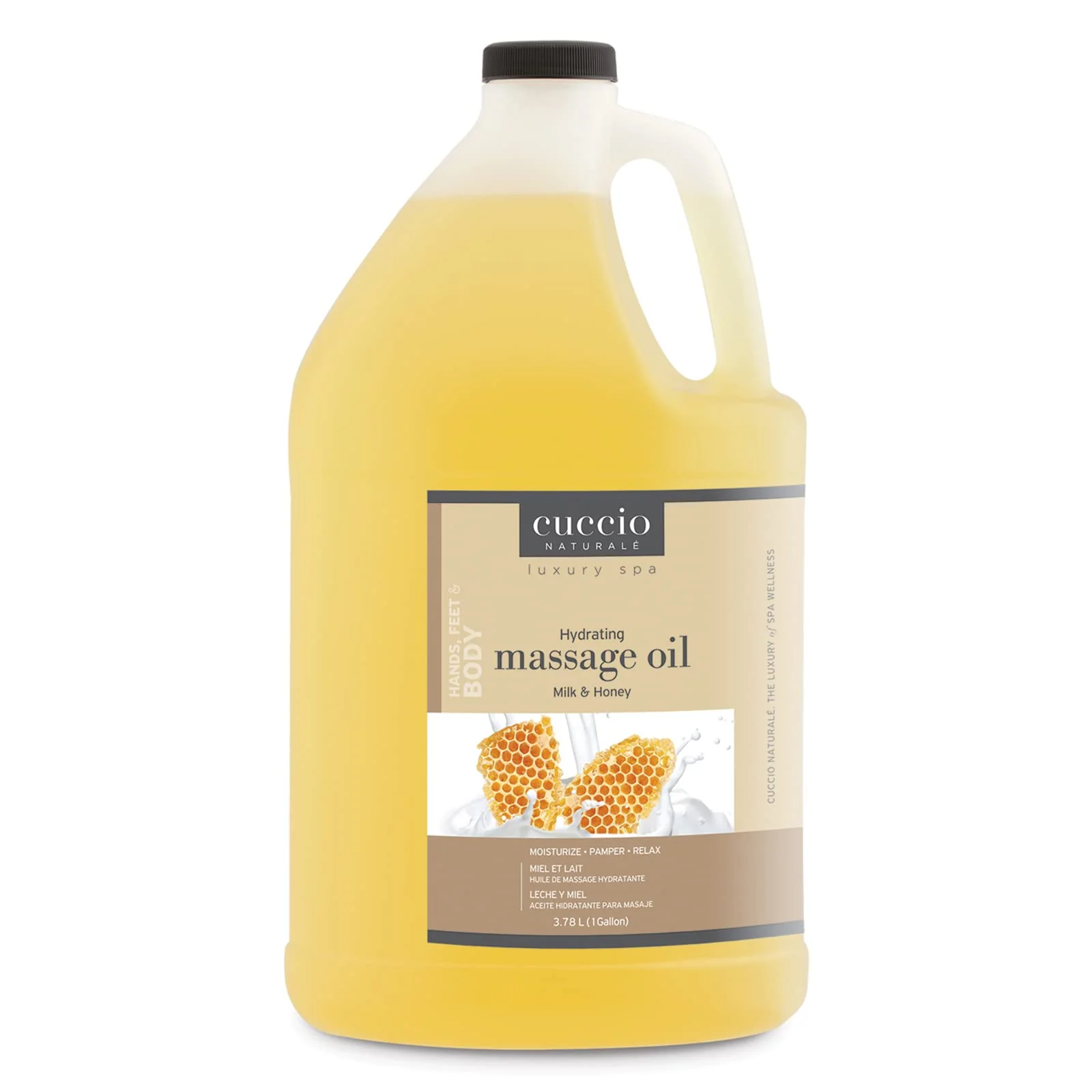 Cuccio Naturale Massage Oil - Renewing, Moisturizing Body Oil For Massage Treatment - Leaves Skin Soft and Glowing - Paraben Free With Natural Ingredients - Milk and Honey - 1 gallon
