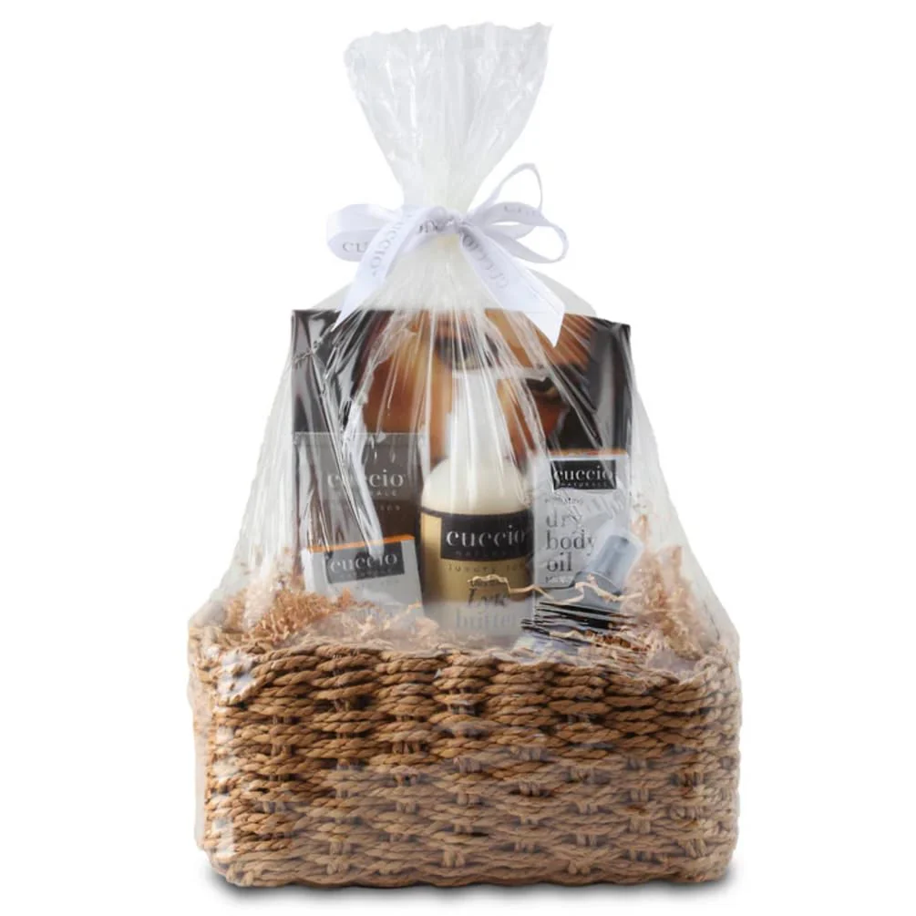 Cuccio Naturale Milk & Honey 5 Piece Gift Basket Set – Spa Collection with Body Butter, Lyte Lotion, Dry Body Oil, Spa Mist & Cuticle Oil – Nourishing Self-Care Gift for Women