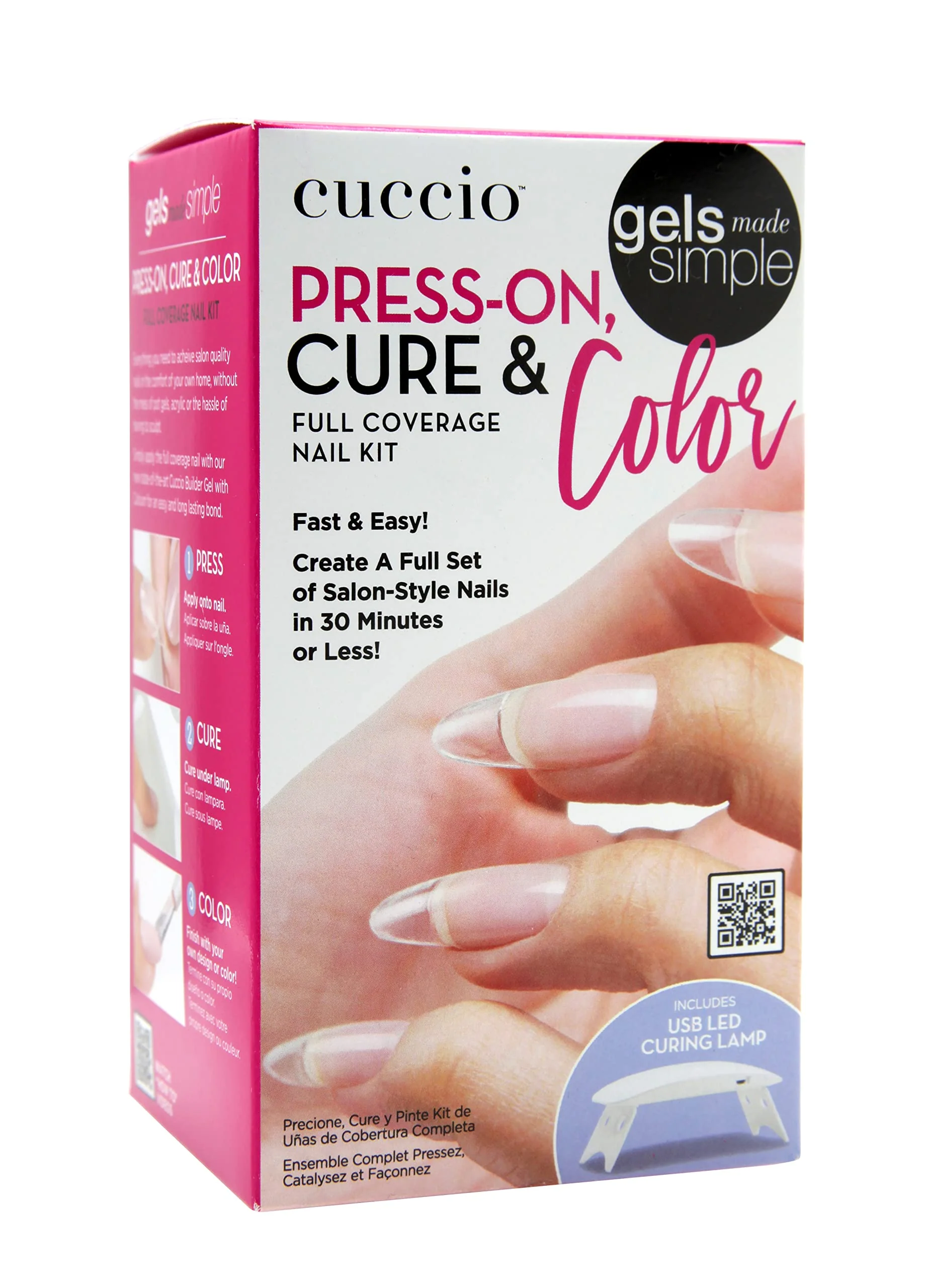Cuccio Press-On, Cure, and Color Full Coverage Nail Kit