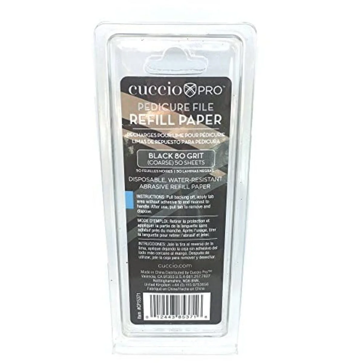 Cuccio Pro Pedicure File Refills – 80 Grit Black Abrasive Refill Sheets – Hygienic and Disposable – Water-Resistant – 50 Pack for Cuccio Stainless Steel Pedicure File