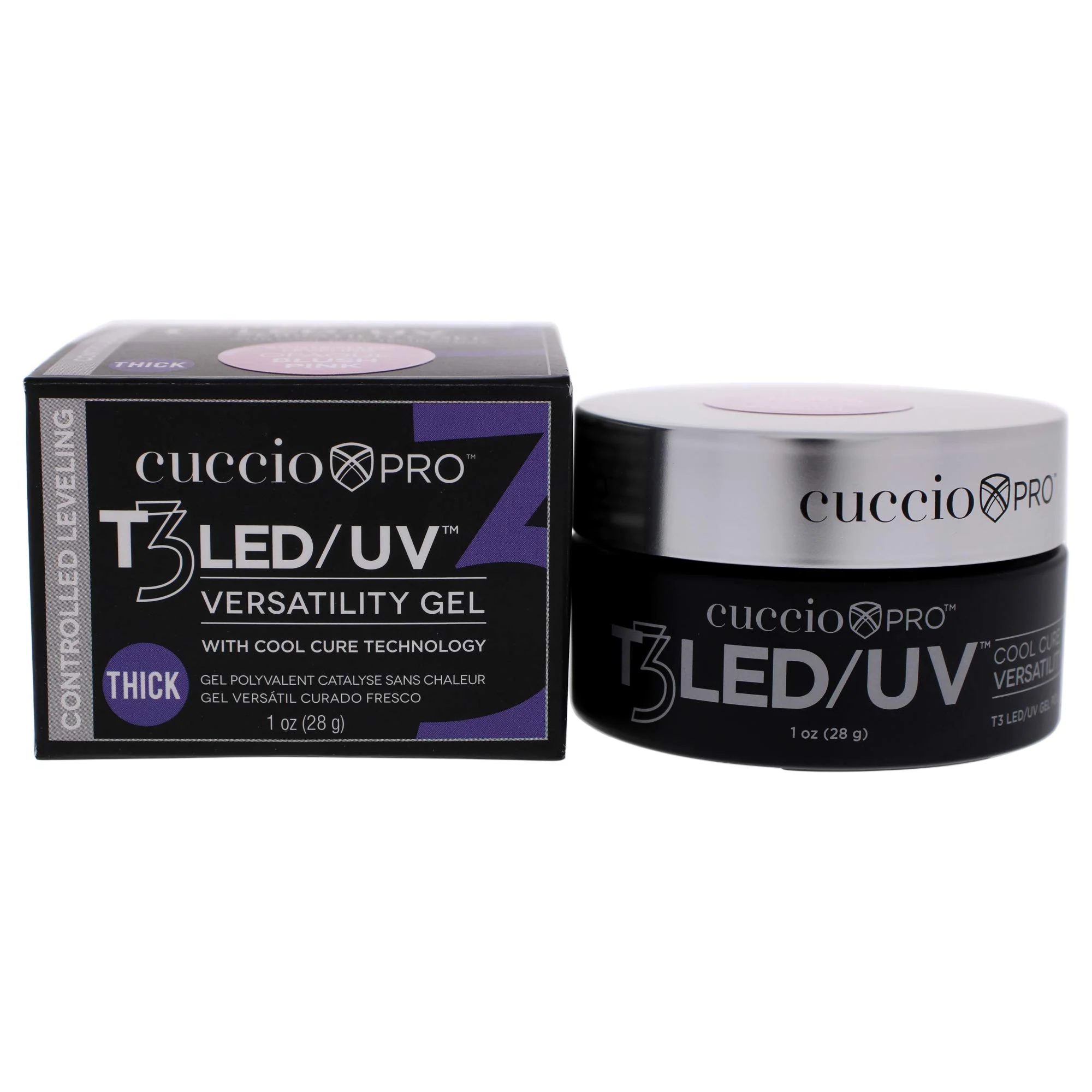 Cuccio Pro T3 Cool Cure Versatility Gel- Controlled Levelling- LED And UV- Incredibly Flexible- Strong Adhesion- Thick Viscosity- Fast Application- Quick-Dry- Opaque Blush Pink- 1 Oz Nail Gel