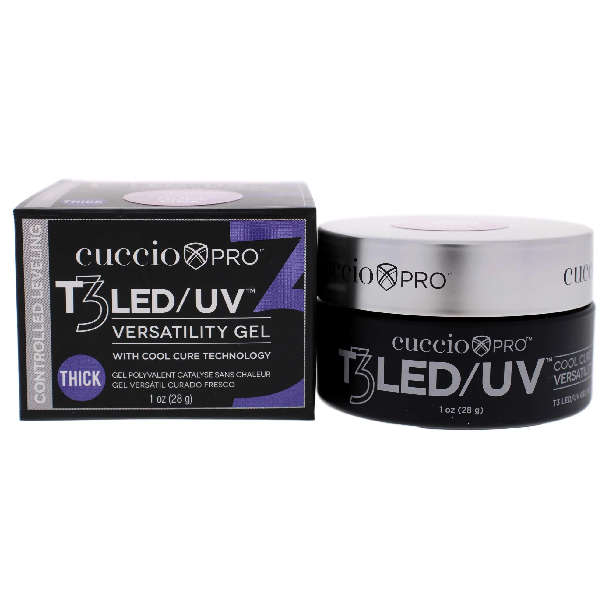 Cuccio Pro T3 Cool Cure Versatility Gel - Controlled Levelling - LED And UV - Incredibly Flexible - Strong Adhesion - Thick Viscosity - Fast Application - Quick-Dry - Opaque Nude Pink - 1 Oz Nail Gel