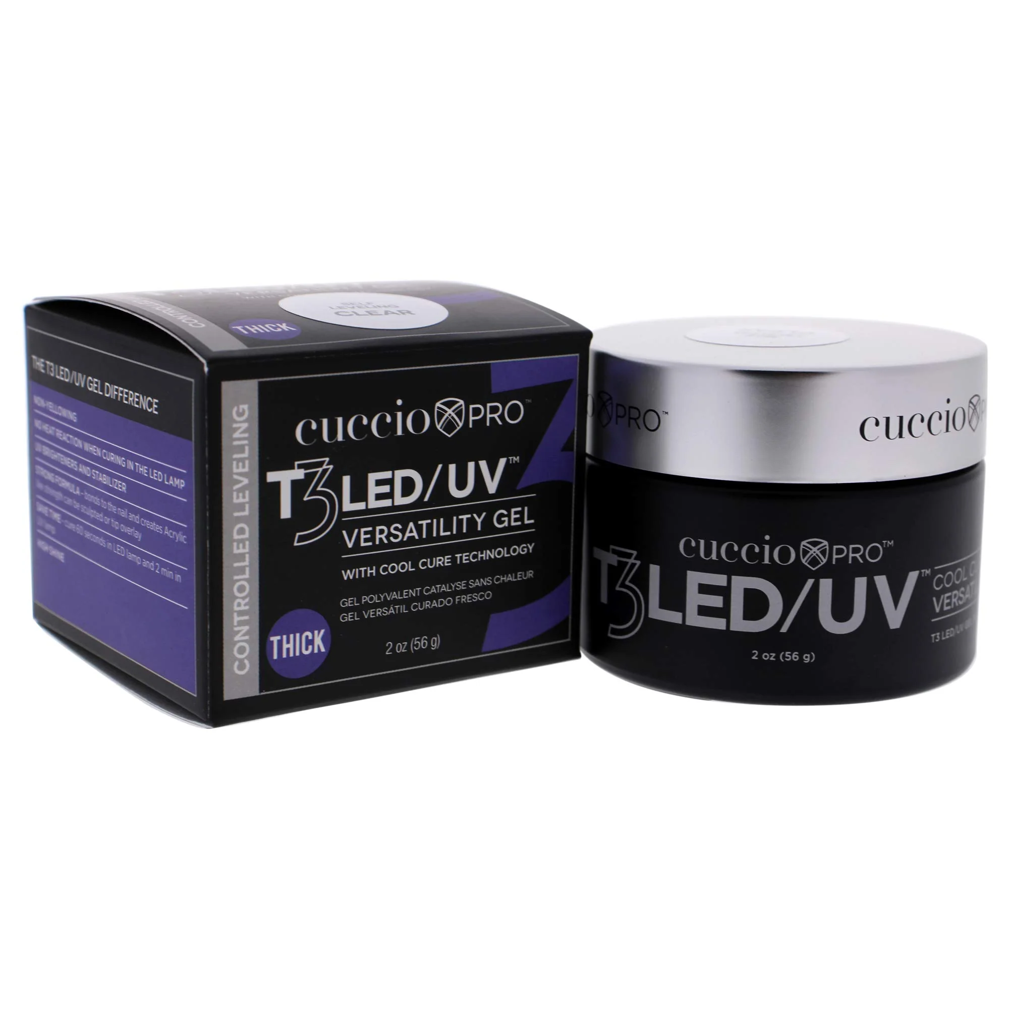 Cuccio Pro T3 LED/UV Cool Cure Versatility Gel - Controlled Levelling - Incredibly Flexible - Strong Adhesion - Thick Viscosity - Fast Application - Quick Cure - Clear - 2 Oz Nail Gel - Image 3