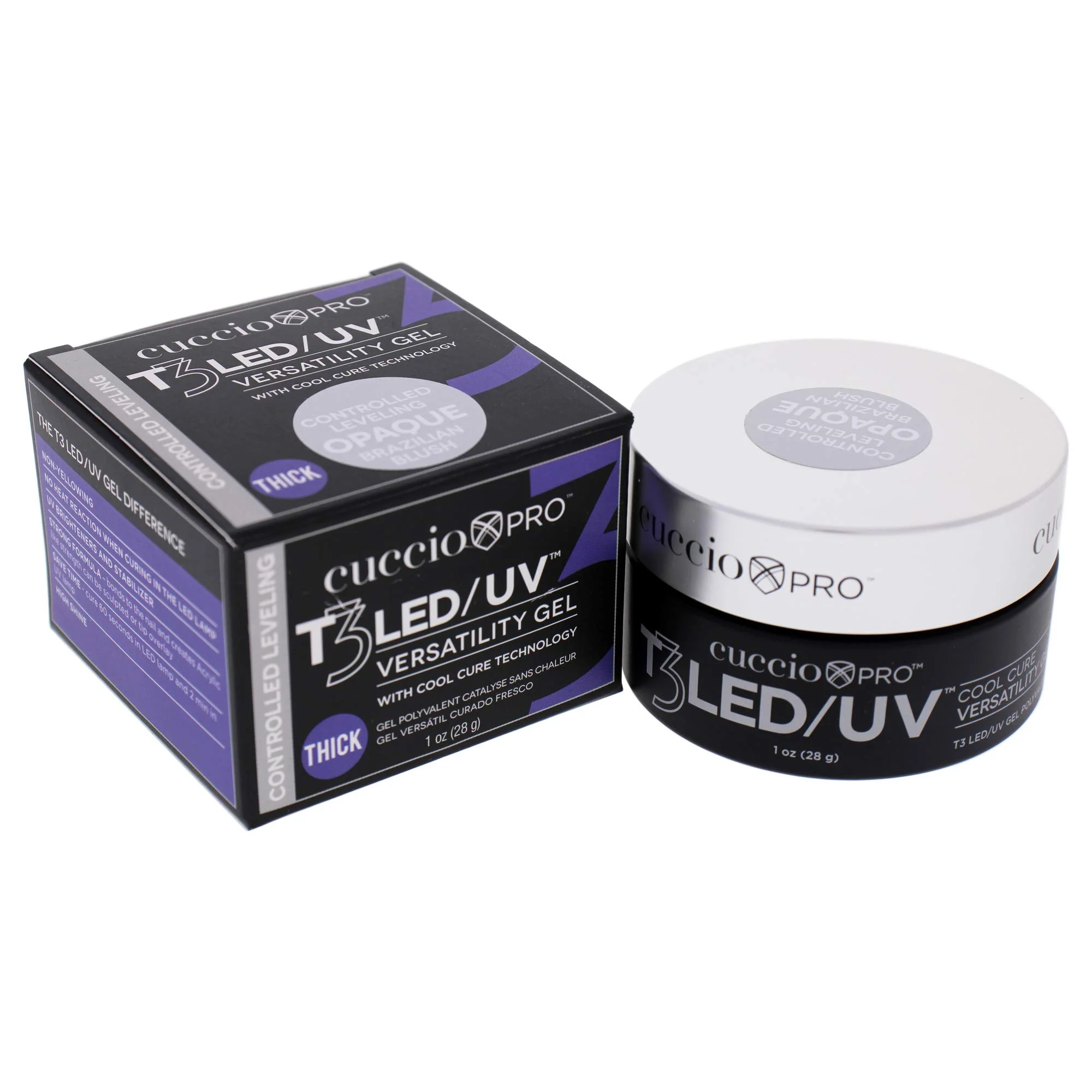 Cuccio Pro T3 LED/UV Cool Cure Versatility Gel- Controlled Levelling- Incredibly Flexible- Strong Adhesion- Thick Viscosity- Fast Application- Quick Cure- Opaque Brazilian Blush- 1 Oz Nail Gel - Image 4