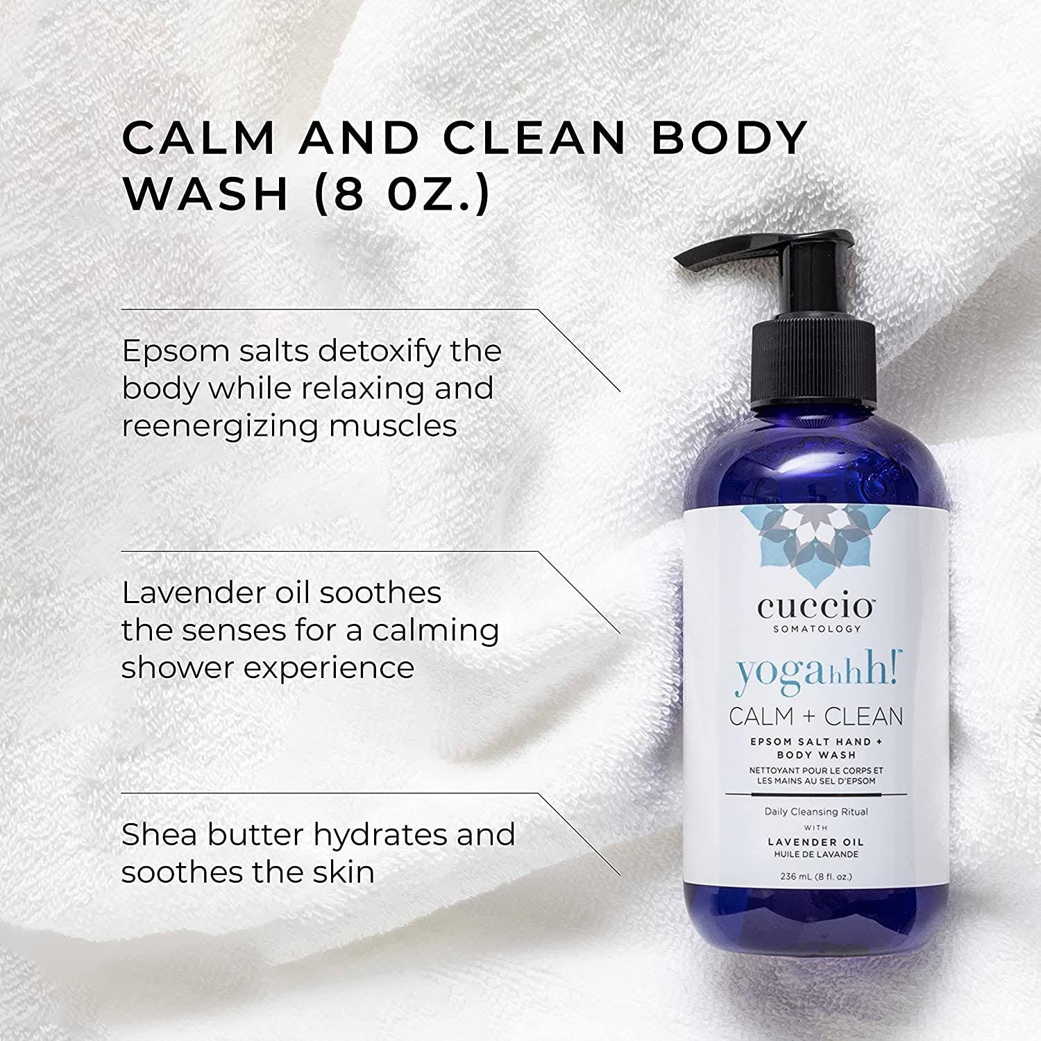 Cuccio Somatology Calm And Clean Epsom Salt Lavender Body Wash - Cleansing, Nourishing Wash And Soak For Pure, Deep, Relaxation - Relief For Sore Muscles - Chemical, Paraben And Dye Free - 8 Oz - Image 3