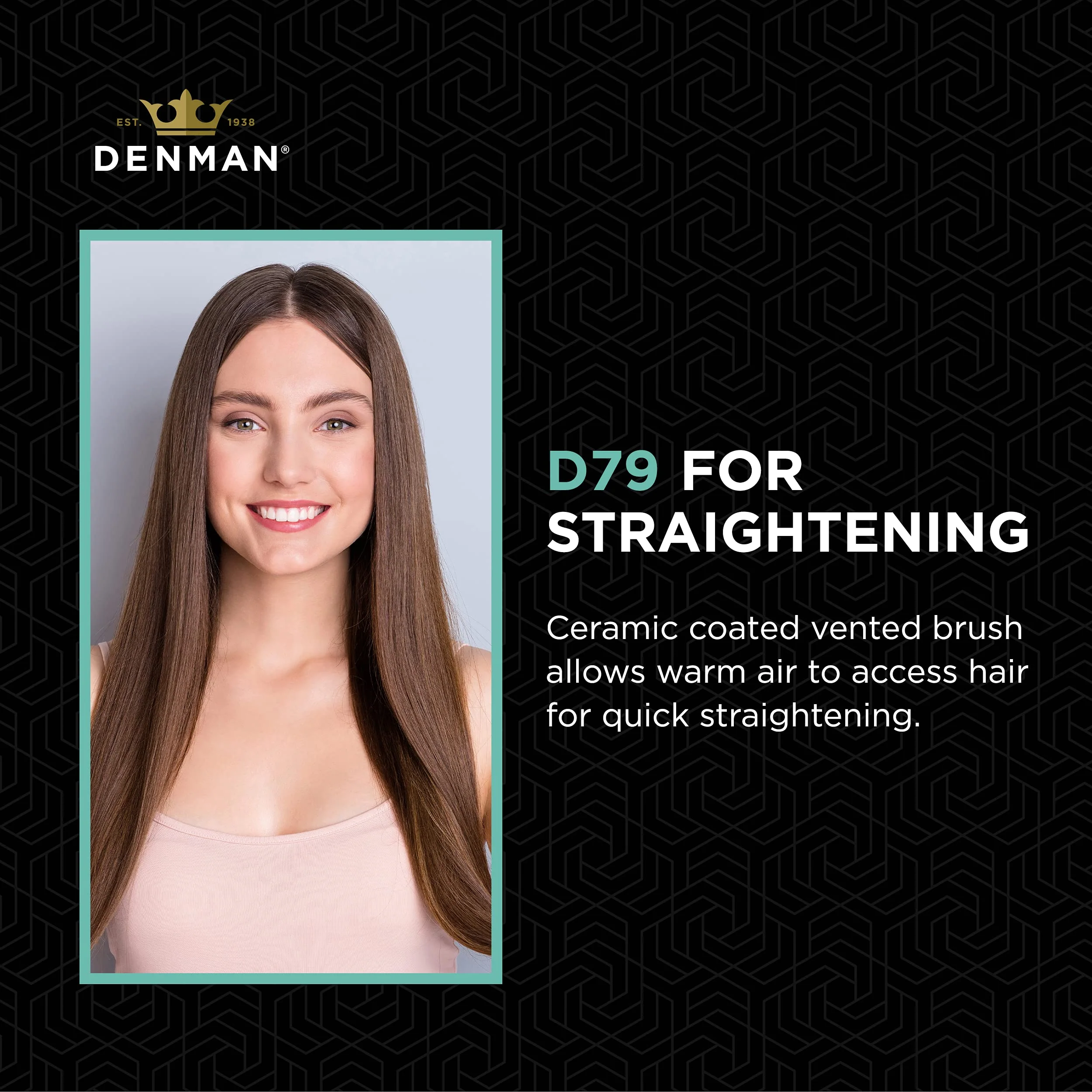 Denman D79 Thermoceramic Hair Straightening Brush - with Boar Bristles - For Wide, Wavy, Curly, Coily Hair – Black - Image 4