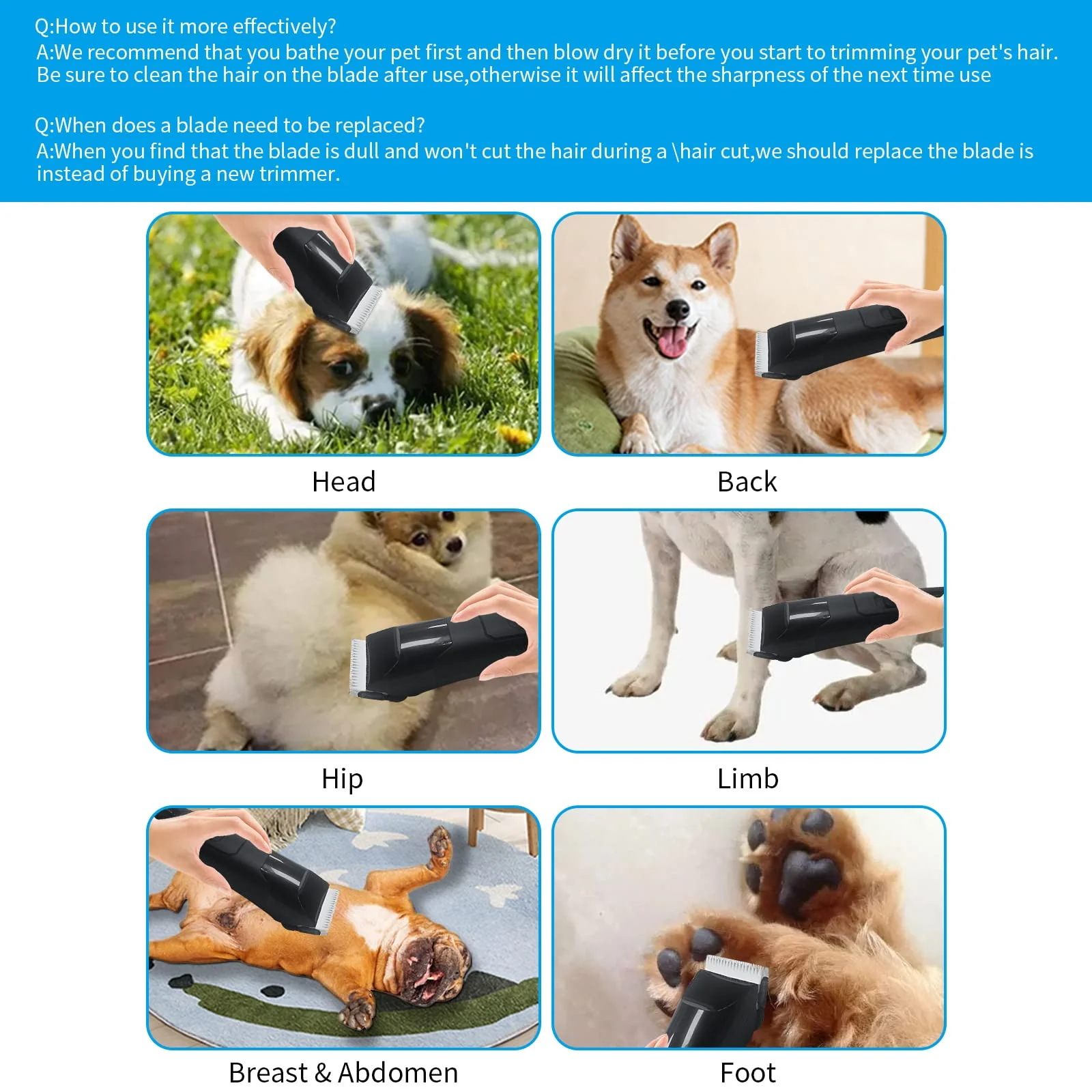 DODAER 3 Pack 4FC Detachable Pet Dog Grooming Ceramic Blades,Compatible with Andis,Oster A5,Wahl KM-10 Series,Size 4FC Blade 3/8-Inch 9.5MM Cut Length - Image 7
