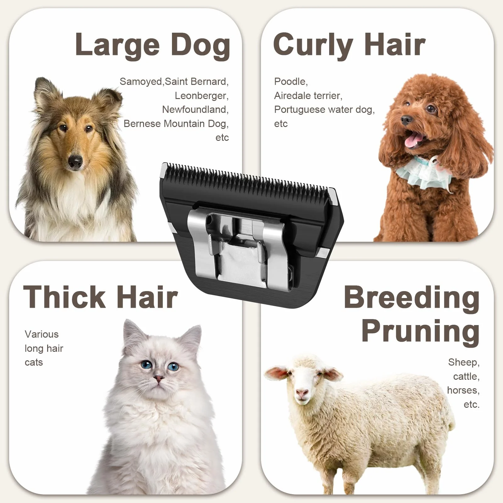 DODAER 30W+10W+7FW+5FW+4FW Wide Blades for Dog Grooming,Compatible with Andis,Oster A5,Wahl km10 Clippers,Cutting Length 1/50" to 3/8",5 Pack(Black) - Image 3