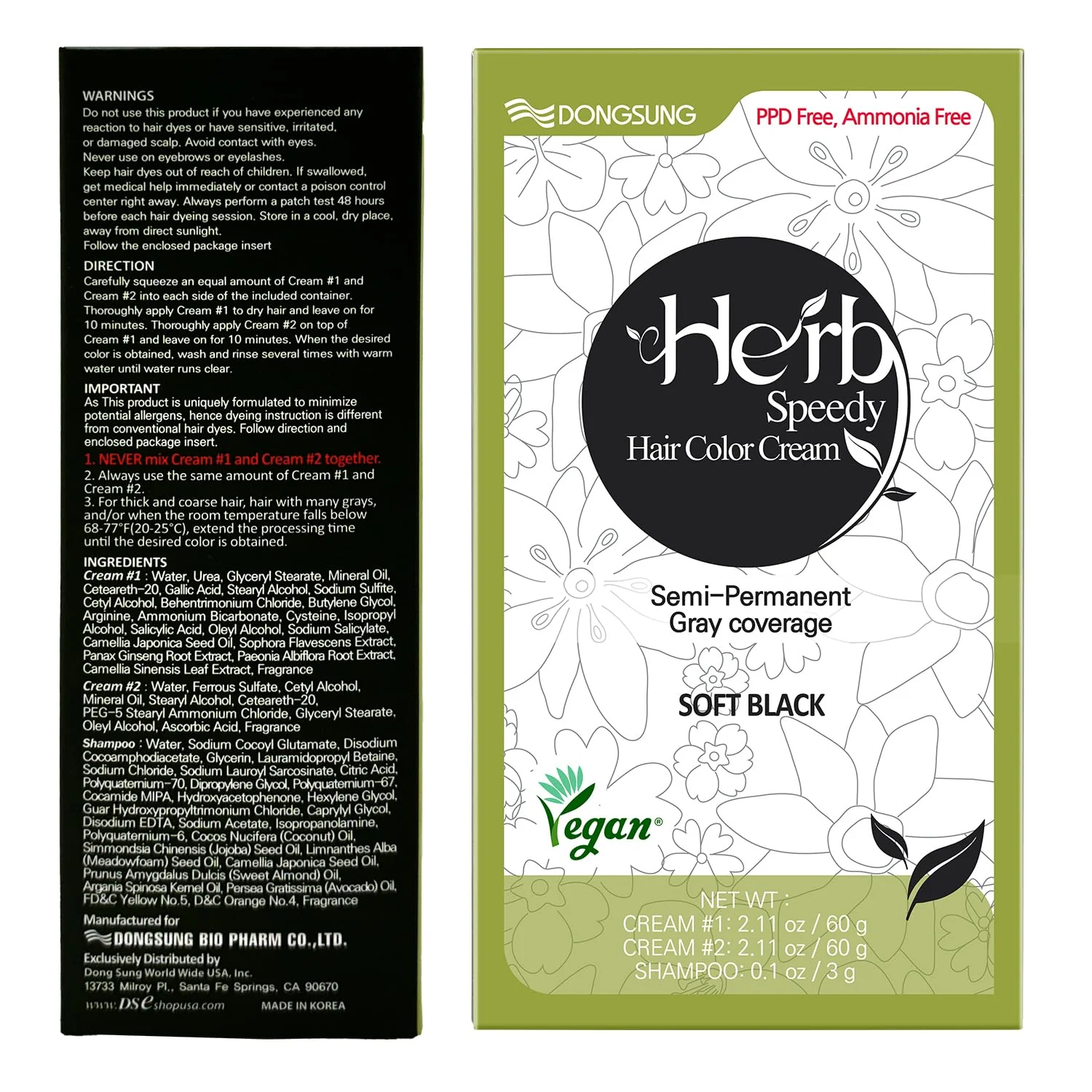 Dongsung Herb Speedy Color Cream(Soft Black) – Korean Herbal Vegan Hair Dye, PPD-Free, Ammonia-Free, Hypoallergenic – 100% Gray Coverage Odorless Dermatologically Tested Quick 20-Minute Application - Image 9