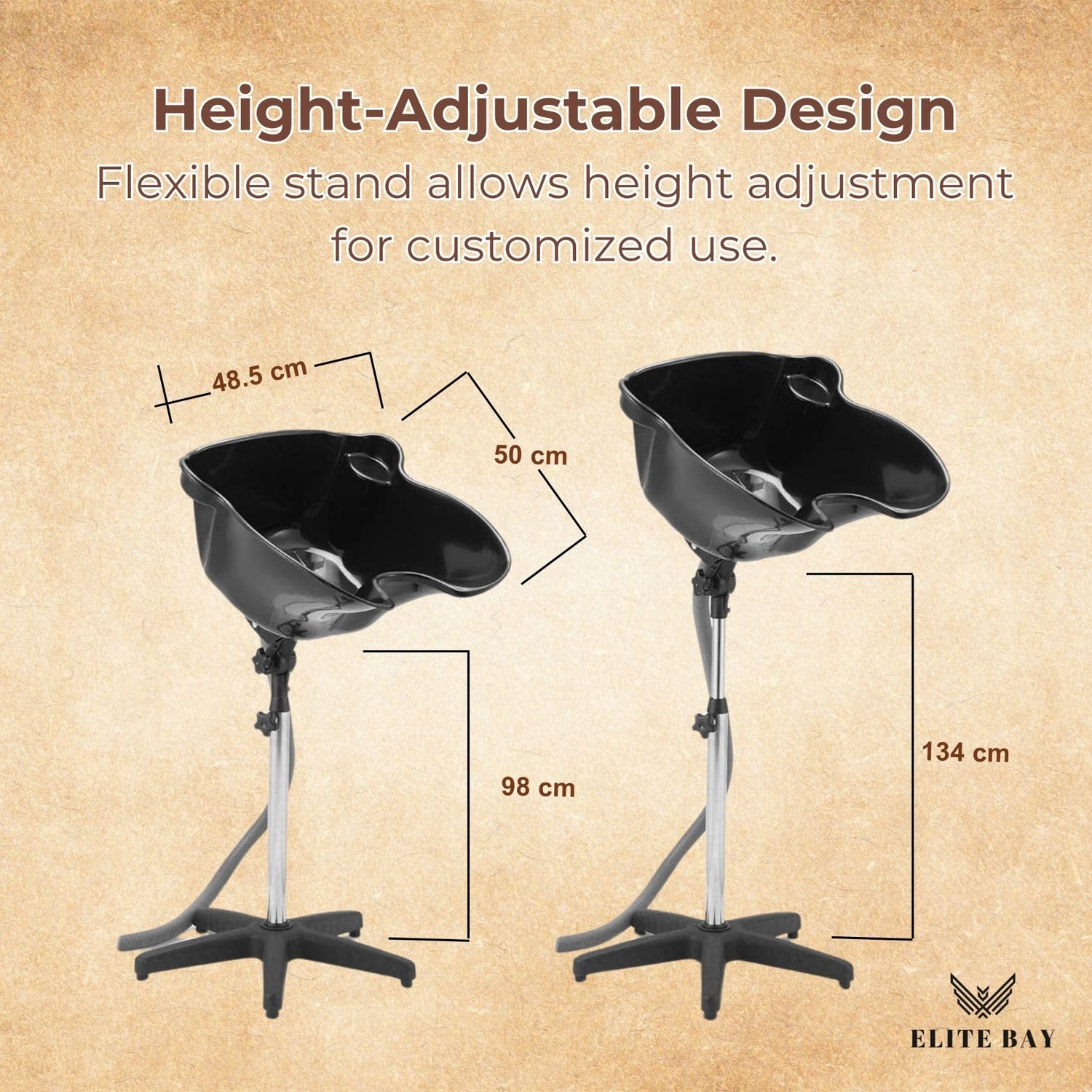 ELITE BAY Hairwashing Sink – Engineerd for Comfort,Salon,barber and beauty studios .Built with durability,ergonomics and modren aesthetics in mind. Adjustable (92–130cm) heavy duty stand and basin. - Image 3