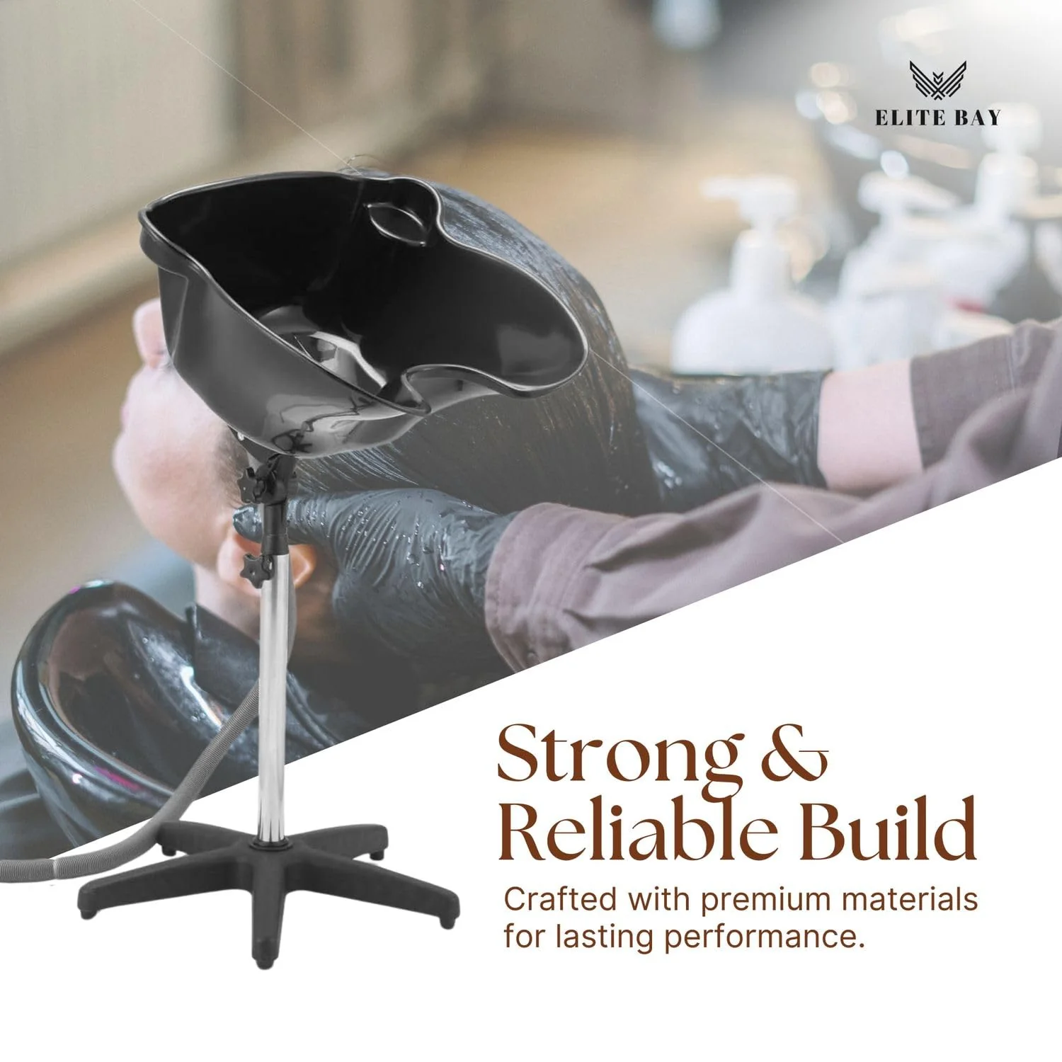 ELITE BAY Hairwashing Sink – Engineerd for Comfort,Salon,barber and beauty studios .Built with durability,ergonomics and modren aesthetics in mind. Adjustable (92–130cm) heavy duty stand and basin. - Image 6
