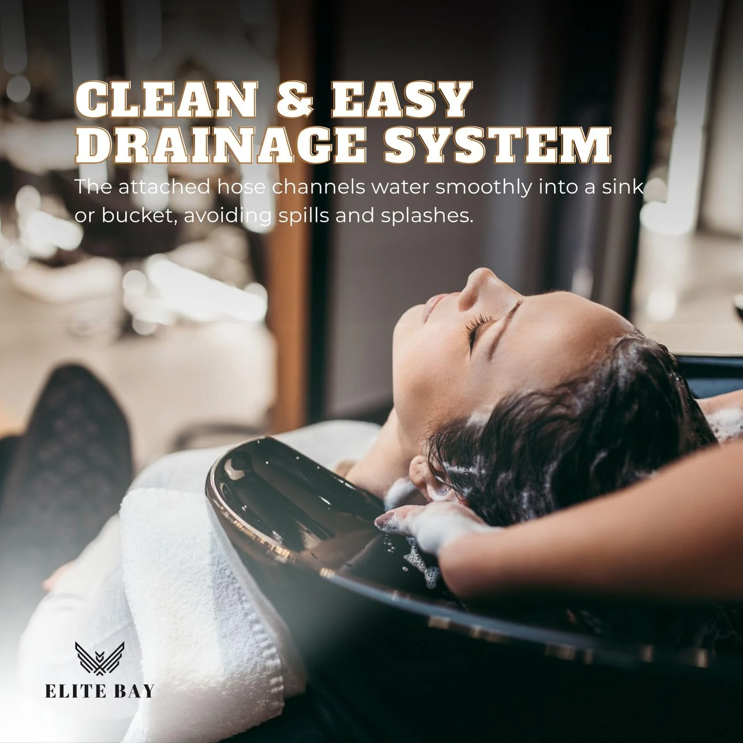 ELITE BAY Hairwashing Sink – Engineerd for Comfort,Salon,barber and beauty studios .Built with durability,ergonomics and modren aesthetics in mind. Adjustable (92–130cm) heavy duty stand and basin. - Image 7