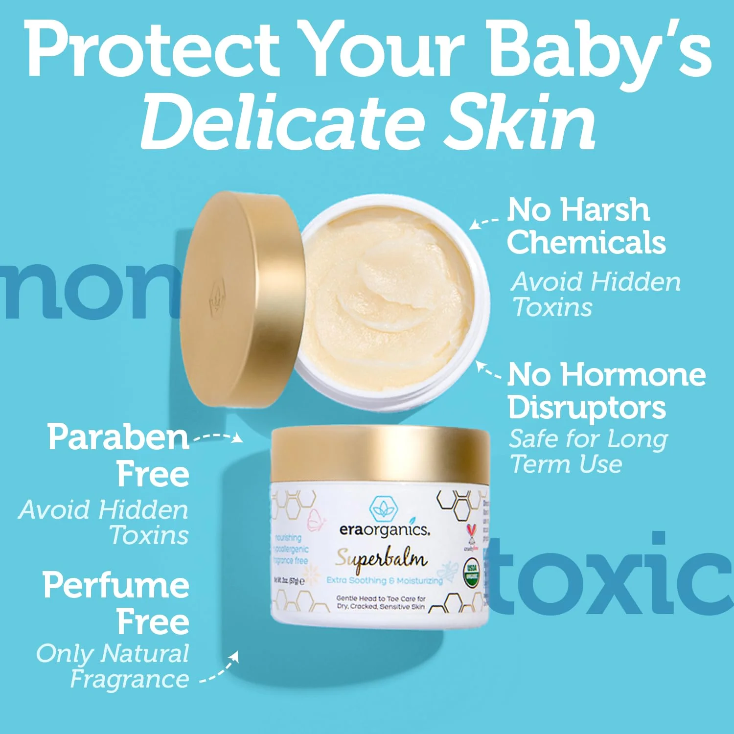 Era Organics Healing Ointment for Babies - USDA Certified Organic Natural Moisturizer Gentle on Sensitive Skin Prone To Baby Eczema, Cradle Cap (Infant Seborrheic Dermatitis), Rashes, Hives and More - Image 5