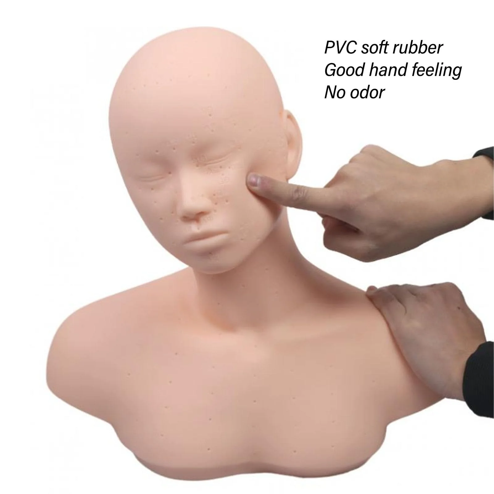 Esthetics Mannequin Head with Shoulders, Cosmetology Mannequin Head with Acupuncture Points, Soft PVC Mannequin Head for Facials Massage, Wigs Hat Display, Makeup Practice - Image 3