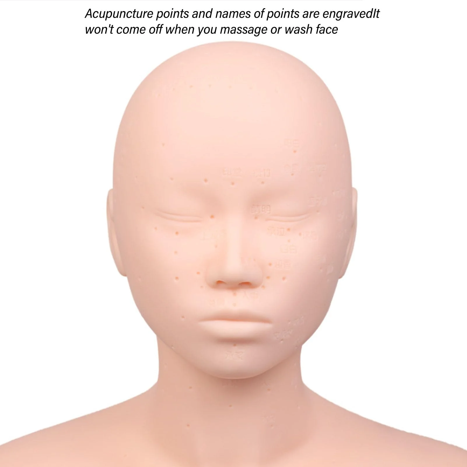 Esthetics Mannequin Head with Shoulders, Cosmetology Mannequin Head with Acupuncture Points, Soft PVC Mannequin Head for Facials Massage, Wigs Hat Display, Makeup Practice - Image 4