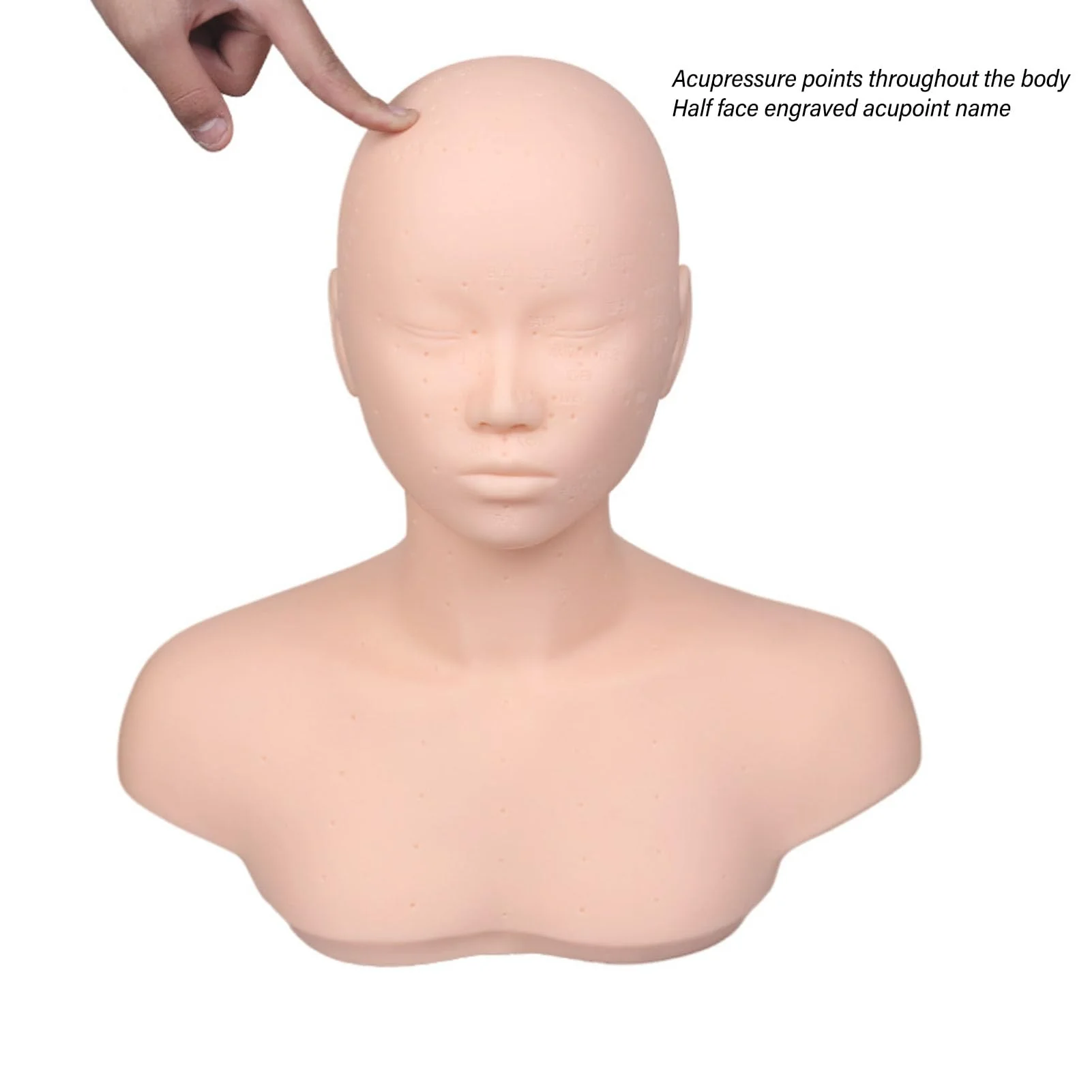Esthetics Mannequin Head with Shoulders, Cosmetology Mannequin Head with Acupuncture Points, Soft PVC Mannequin Head for Facials Massage, Wigs Hat Display, Makeup Practice - Image 6
