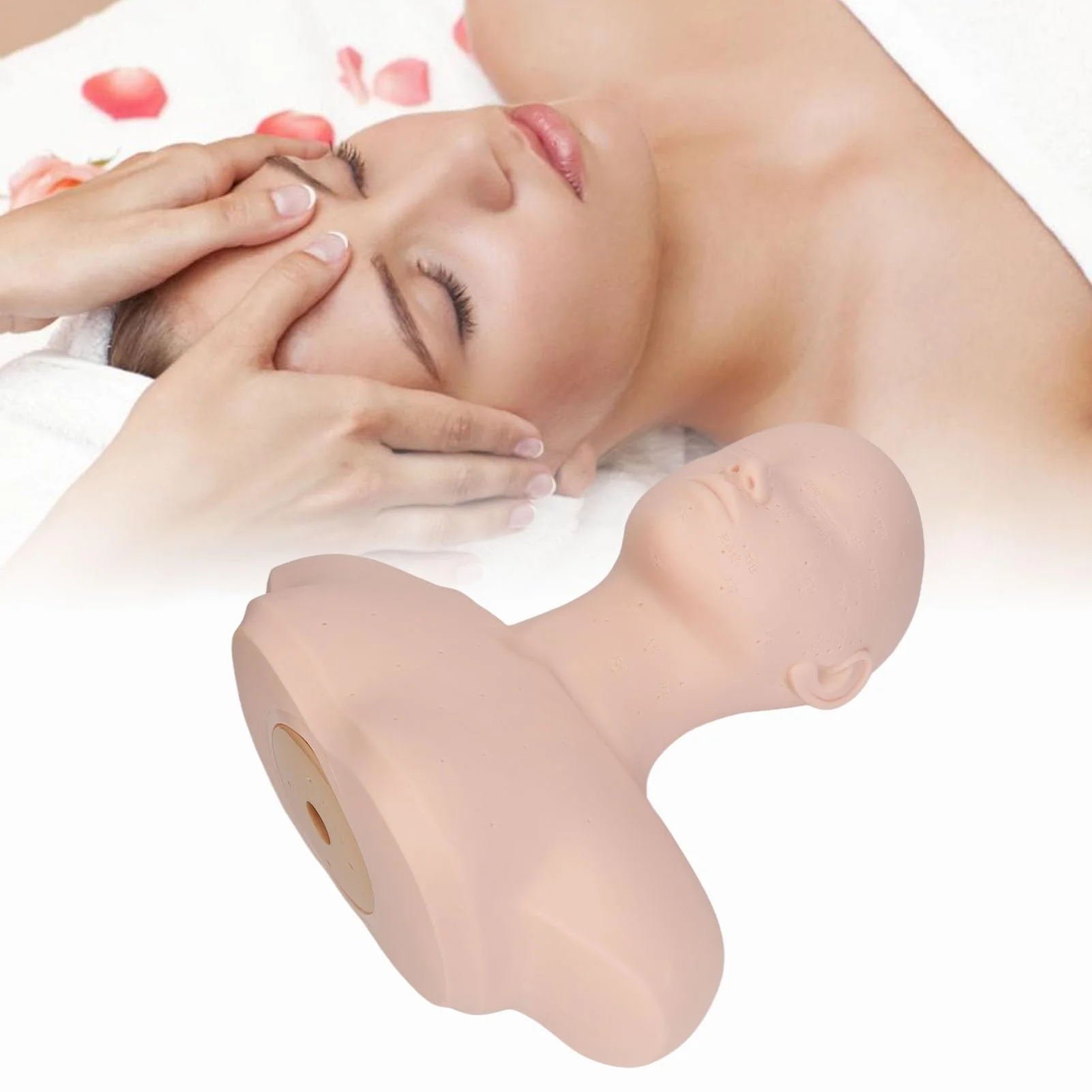 Esthetics Mannequin Head with Shoulders, Cosmetology Mannequin Head with Acupuncture Points, Soft PVC Mannequin Head for Facials Massage, Wigs Hat Display, Makeup Practice - Image 7