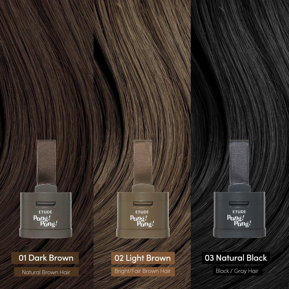 ETUDE Hair Pang Pang hairline powder Root Touch Up Hair Color, Waterproof, For Facial Makeup, Hairline and Thin Hair - Natural Black - Image 3