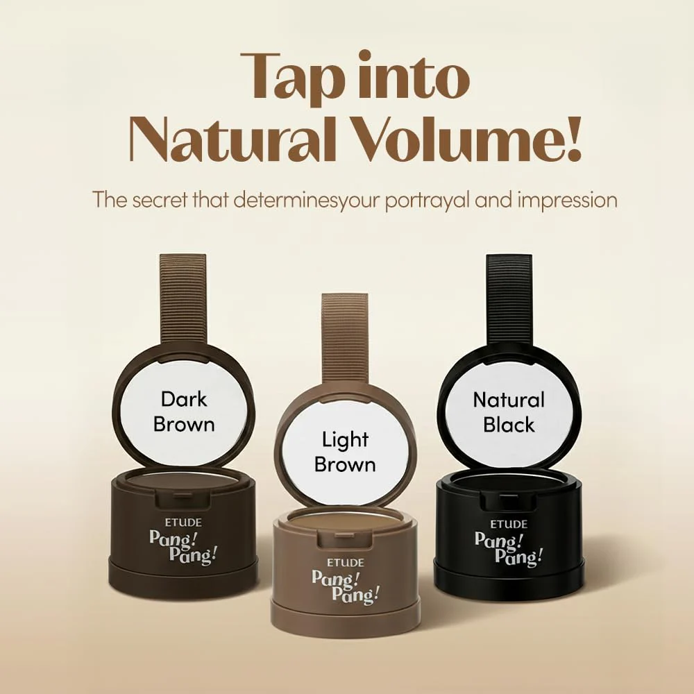 ETUDE Hair Pang Pang hairline powder Root Touch Up Hair Color, Waterproof, For Facial Makeup, Hairline and Thin Hair - Natural Black - Image 4
