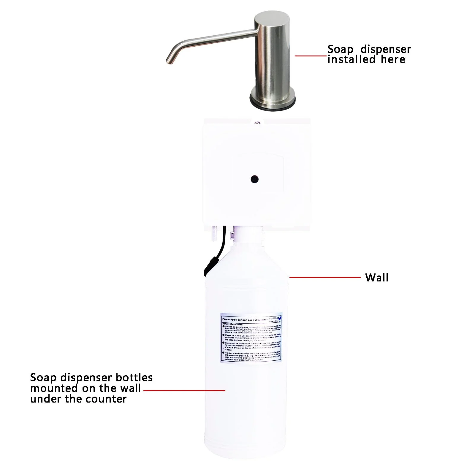 EXVEST Automatic Touchless Soap Dispenser for Kitchen Sink, Brushed Nickel, High Capacity, Durable Material, Multiple Power Supply Modes, Versatile Use, Liquid Soap, Shampoo, Hand Sanitizer - Image 3