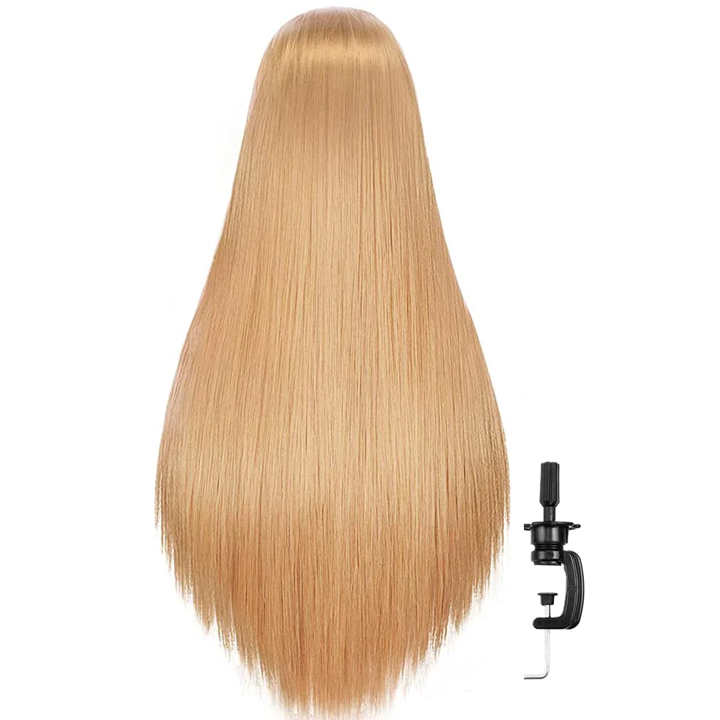 FABA Mannequin Head with Hair Blonde 26"-28" Cosmetology Mannequin Head Styling Practice Braiding Cosmetology Doll Head Hair for Hairdressing with Free Clamp Holder - Image 2