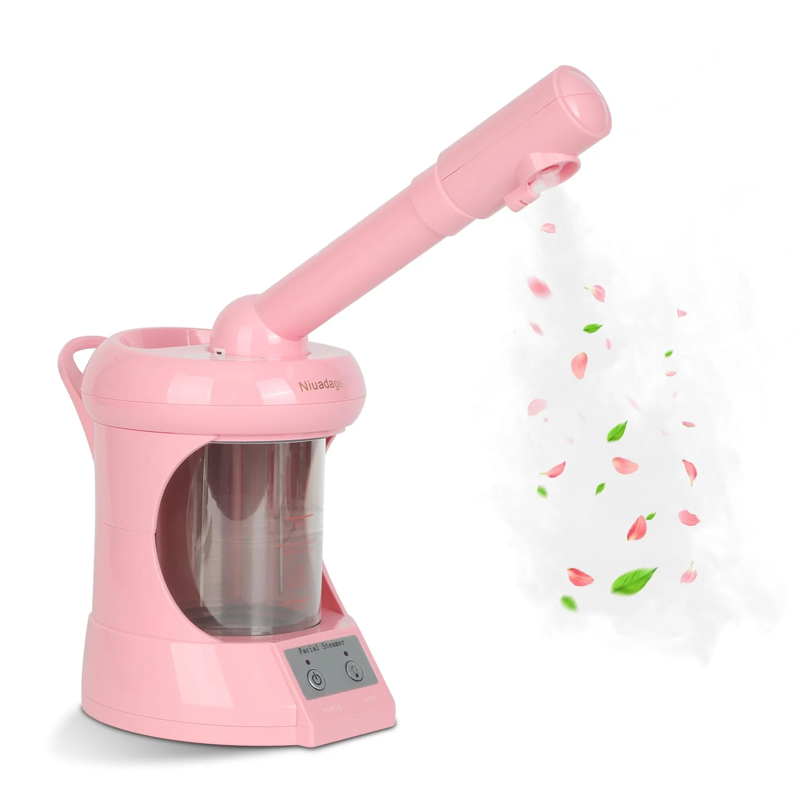 Facial Steamer Nano Ionic Face Steamer with Extendable Arm, Portable Face Steamer for Facial Deep Cleaning, Steamer for Facial for Personal Care at Home or Salon（Pink） - Image 2