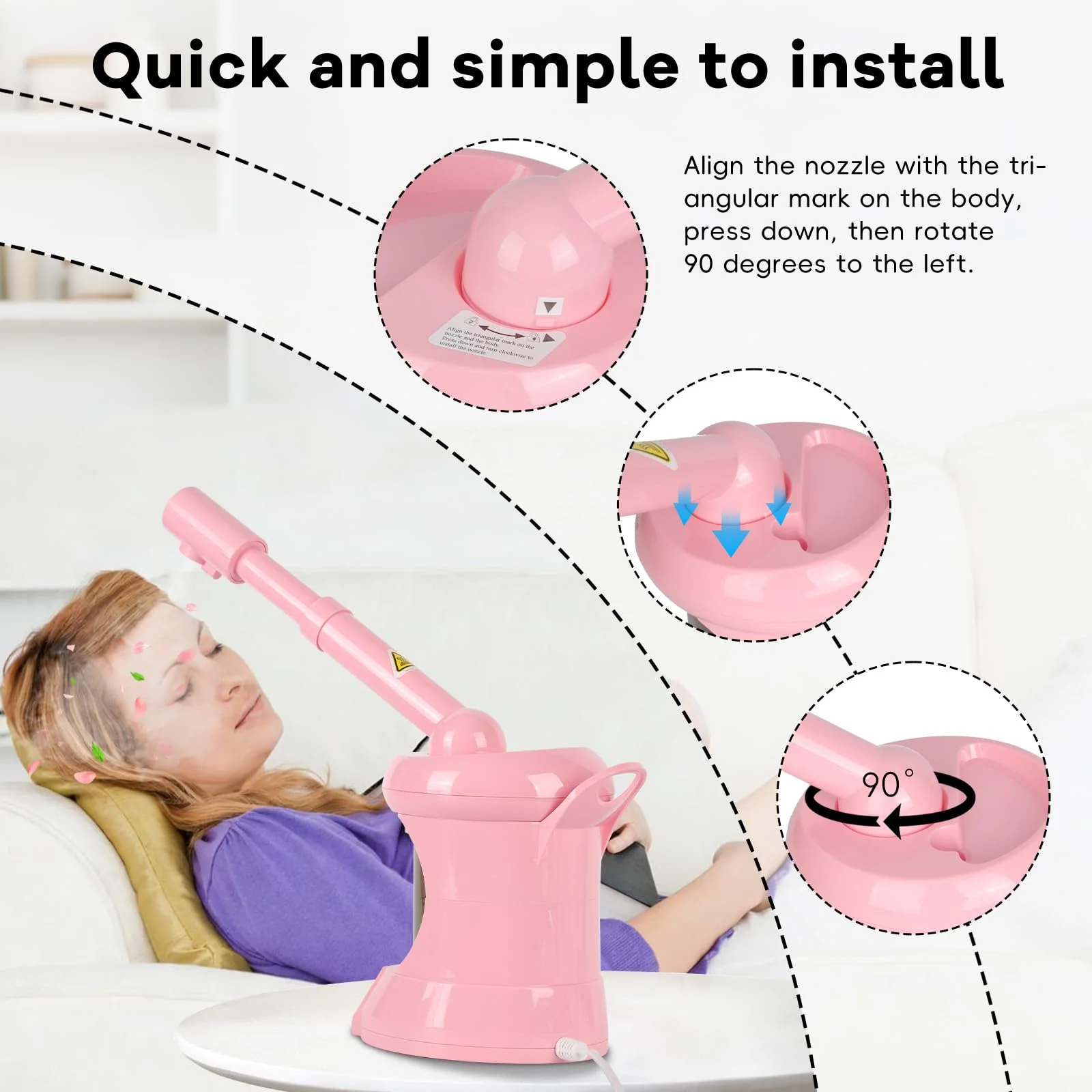 Facial Steamer Nano Ionic Face Steamer with Extendable Arm, Portable Face Steamer for Facial Deep Cleaning, Steamer for Facial for Personal Care at Home or Salon（Pink） - Image 4