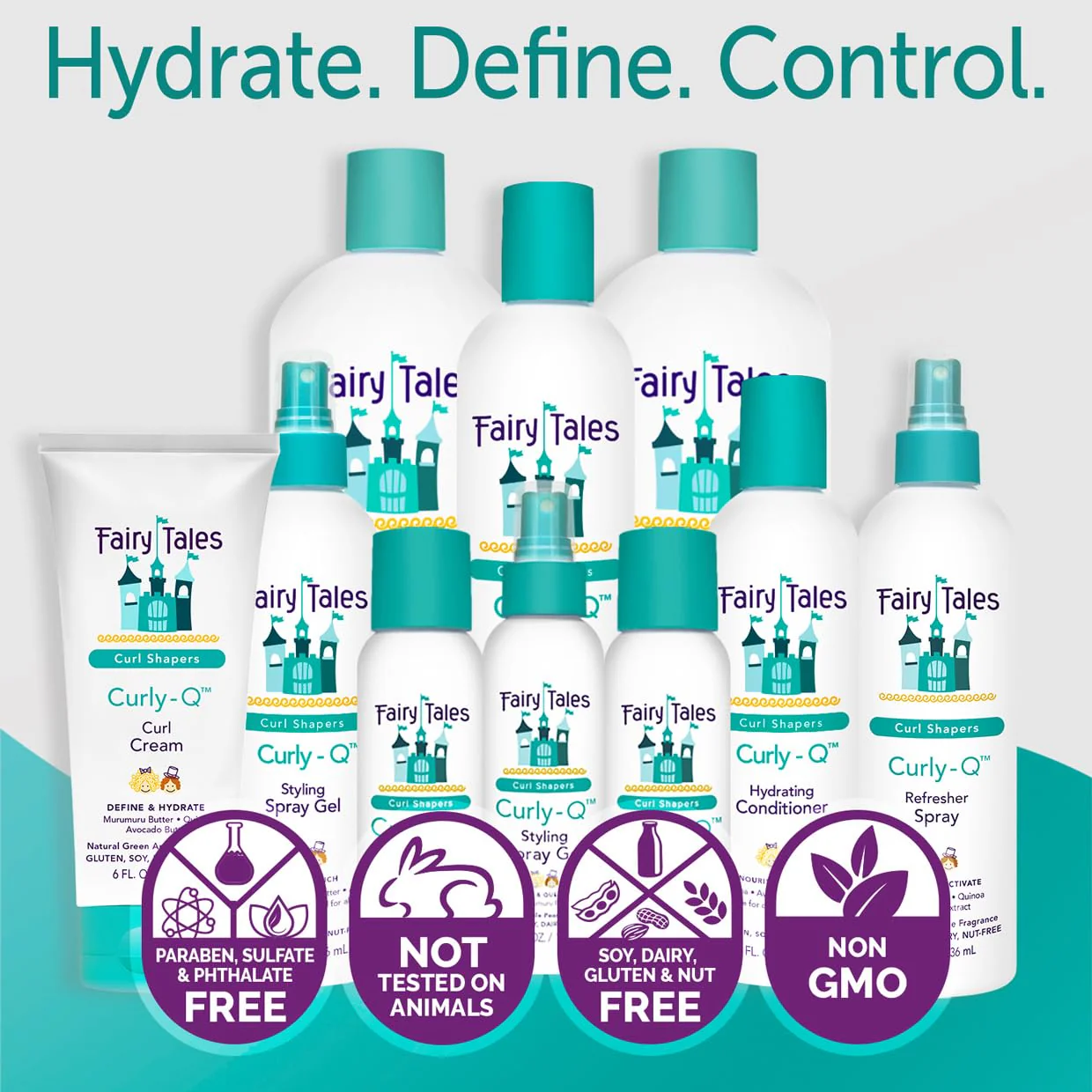 Fairy Tales Curly Q Kids Curly Hair Products Set – Curl Shampoo, Curl Conditioner, Curl Cream, Curl Refresher & Kids Styling Spray Gel – Phthalate, Paraben, Gluten Free, 5 Count - Image 4