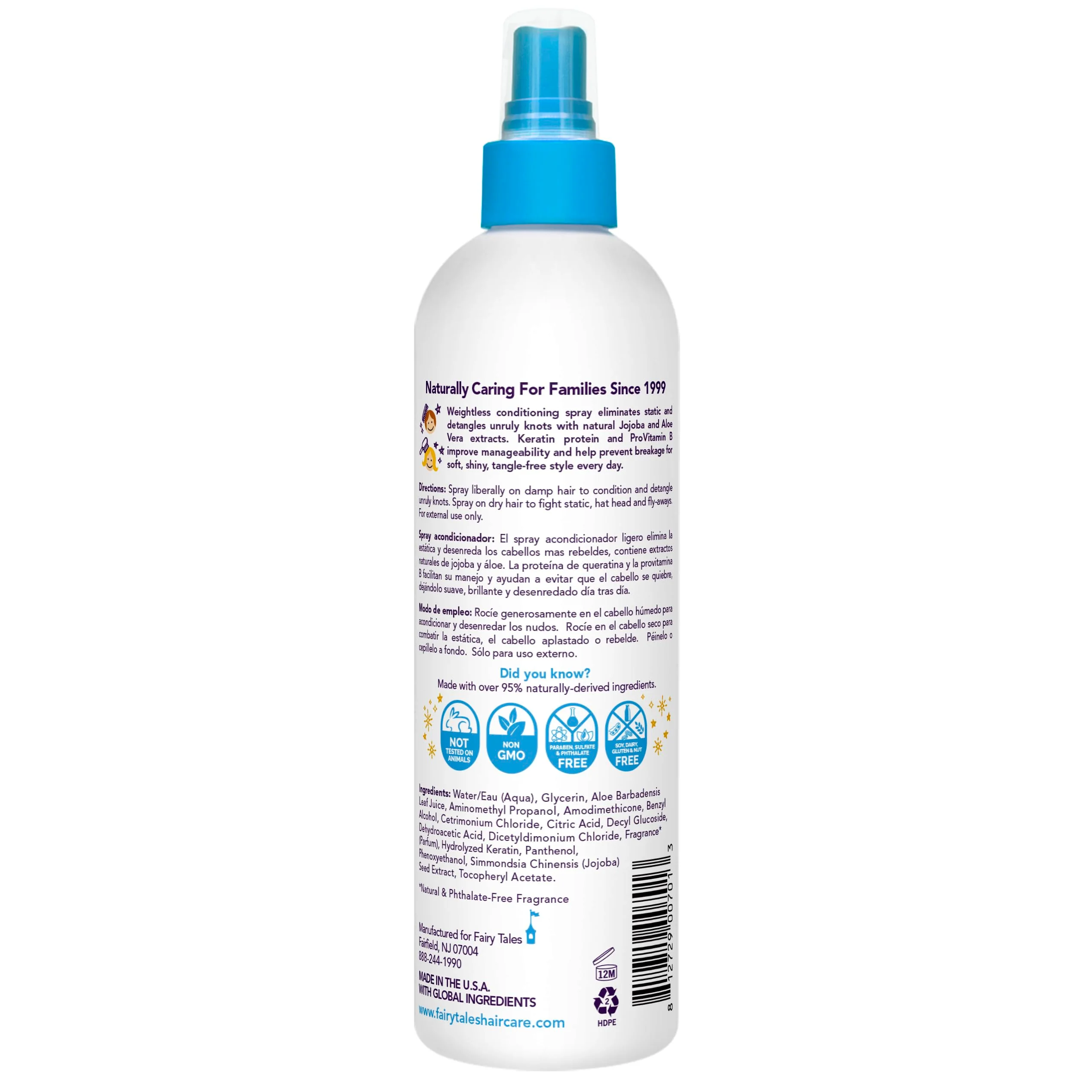 Fairy Tales Tangle Tamer Static Free Detangling Spray - Detangler Spray for Kids - Paraben Free, Sulfate Free, Gluten Free, Nut Free - 12 oz - Image 8