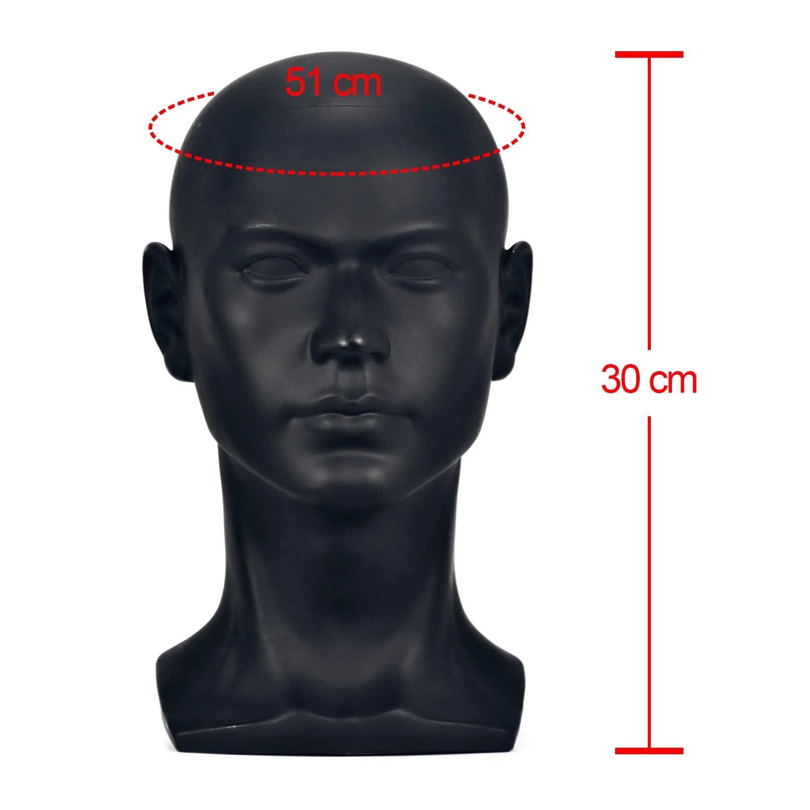 FanLin Male Mannequin Head Professional Manikin Head for Display Wigs Hats Headphone Mask Sunglasses Jewelry and Scravat Display Stand (Matte-Black) - Image 6