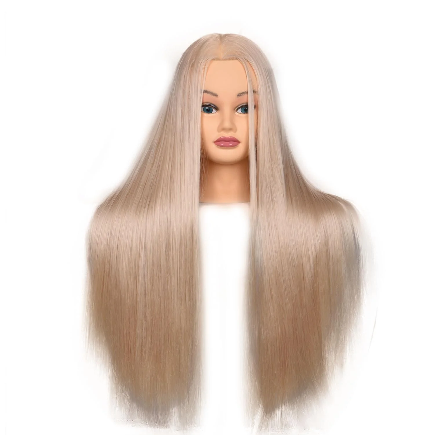 Female Mannequin Head 26 Inch Long Hair Training Head Hair Styling Manikin Cosmetology Doll Head Synthetic Fiber Hair Dressing Salon Training Head Model with Free Clamp (Color 613) - Image 7