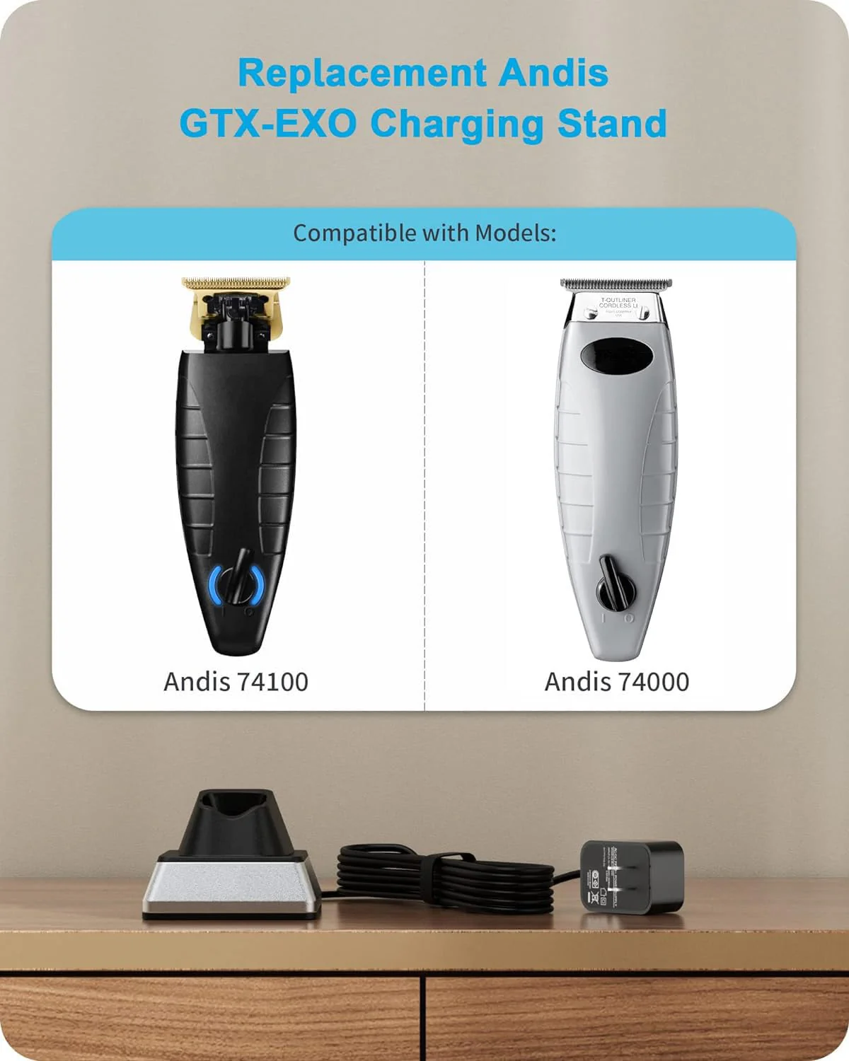 FGIEU Trmmer Charging Stand Compatible with Andis 74067 74000 74055 74100 74150 GTX-EVO T-Outliner Lithium-ion Beard & Hair Trimmer. - Image 4