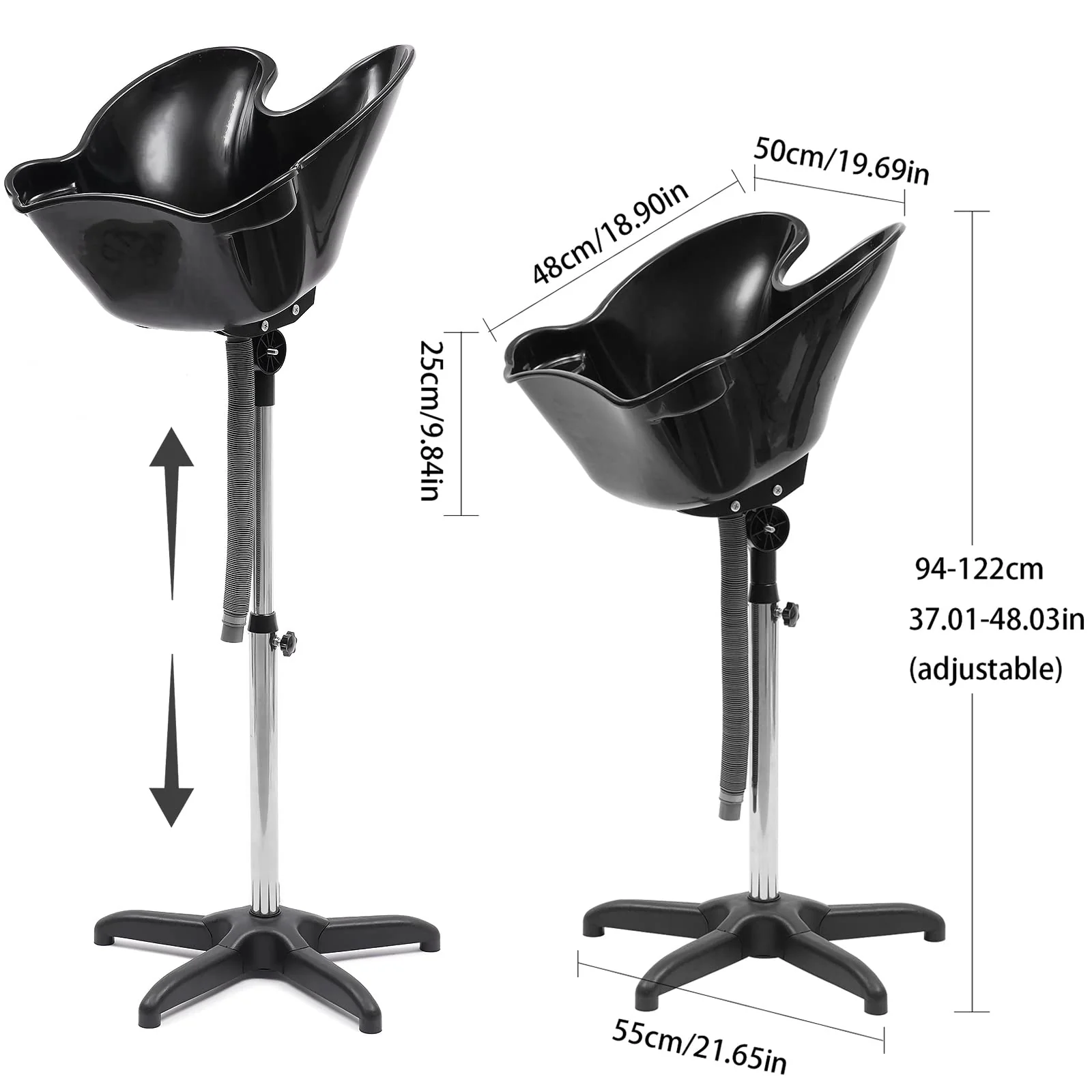 Fichiouy Mobile Shampoo Basin Sink Stand with Height Adjustable, Portable Large Salon Hair Hairdressing Back Wash Shampoo Bowl Deep Basin Hair Washing Sink - Image 3