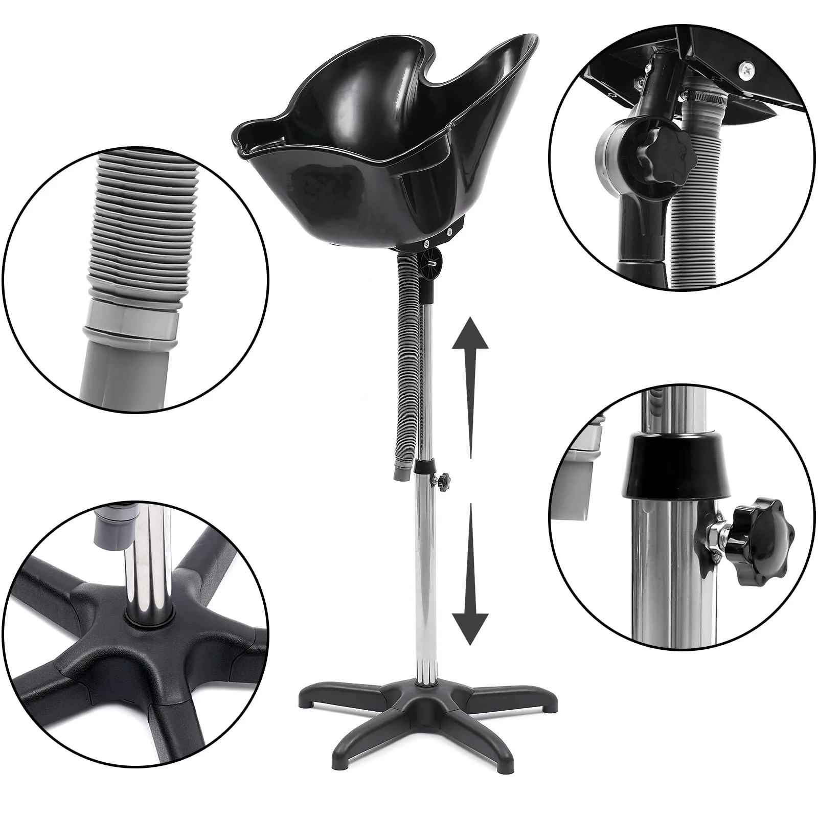 Fichiouy Mobile Shampoo Basin Sink Stand with Height Adjustable, Portable Large Salon Hair Hairdressing Back Wash Shampoo Bowl Deep Basin Hair Washing Sink - Image 6