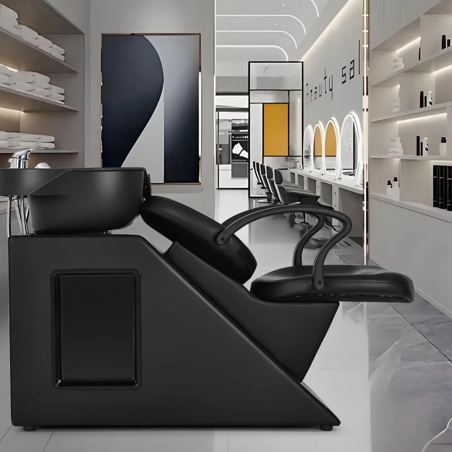 FigaroAct Backwash Barber Chair with ABS Plastic Shampoo Bowl Shampoo Chair Hair Washing Station Salon Equipment - Image 2