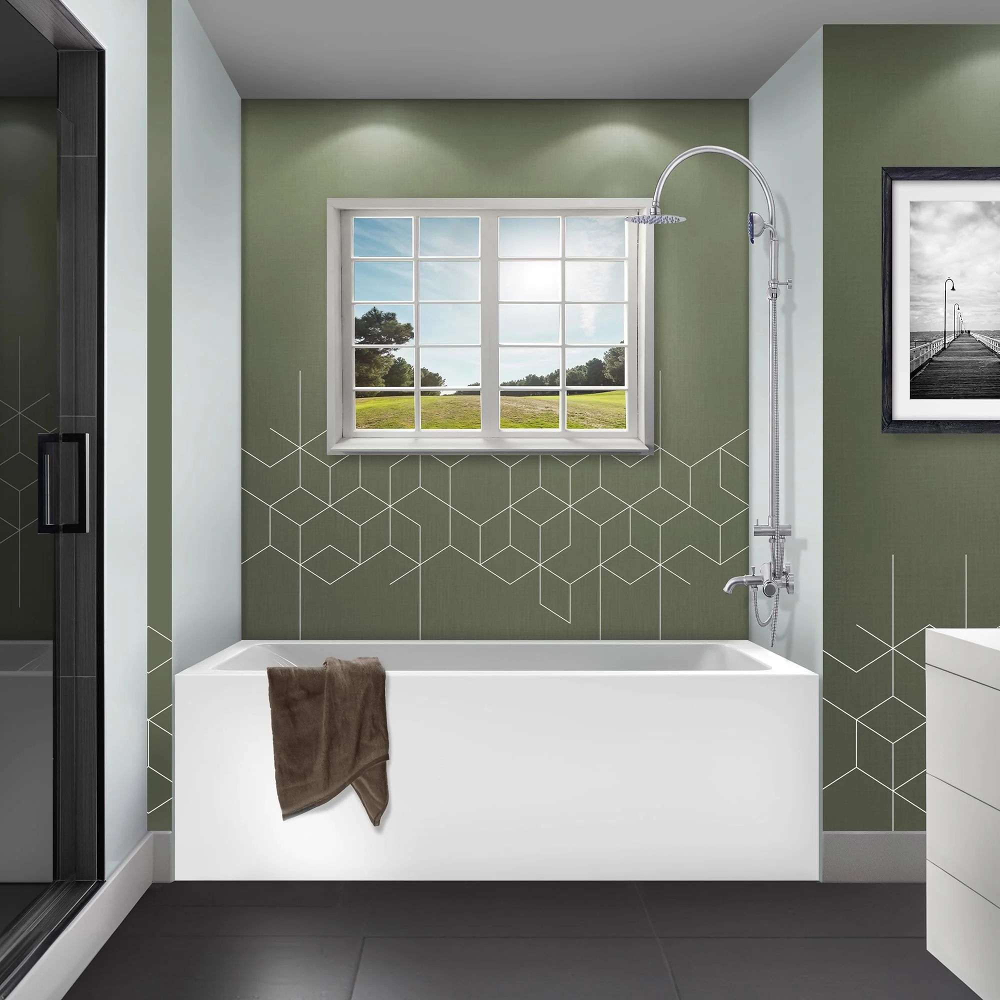 Fine Fixtures Acrylic, Fiberglass Alcove Soaking Bathtub with Integral Apron Front - Drain Included (60" x 36", Right Hand, White) - Image 8