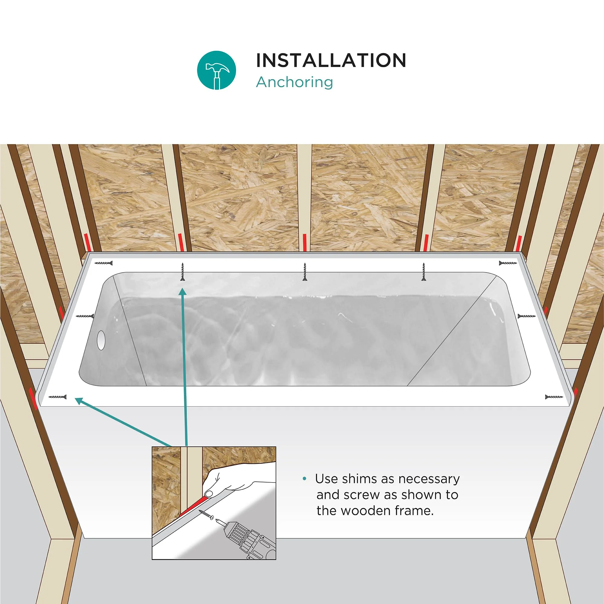 Fine Fixtures Acrylic, Fiberglass Alcove Soaking Bathtub with Integral Apron Front in Glossy White - Right Hand Drain, 72" x 32" - Image 8