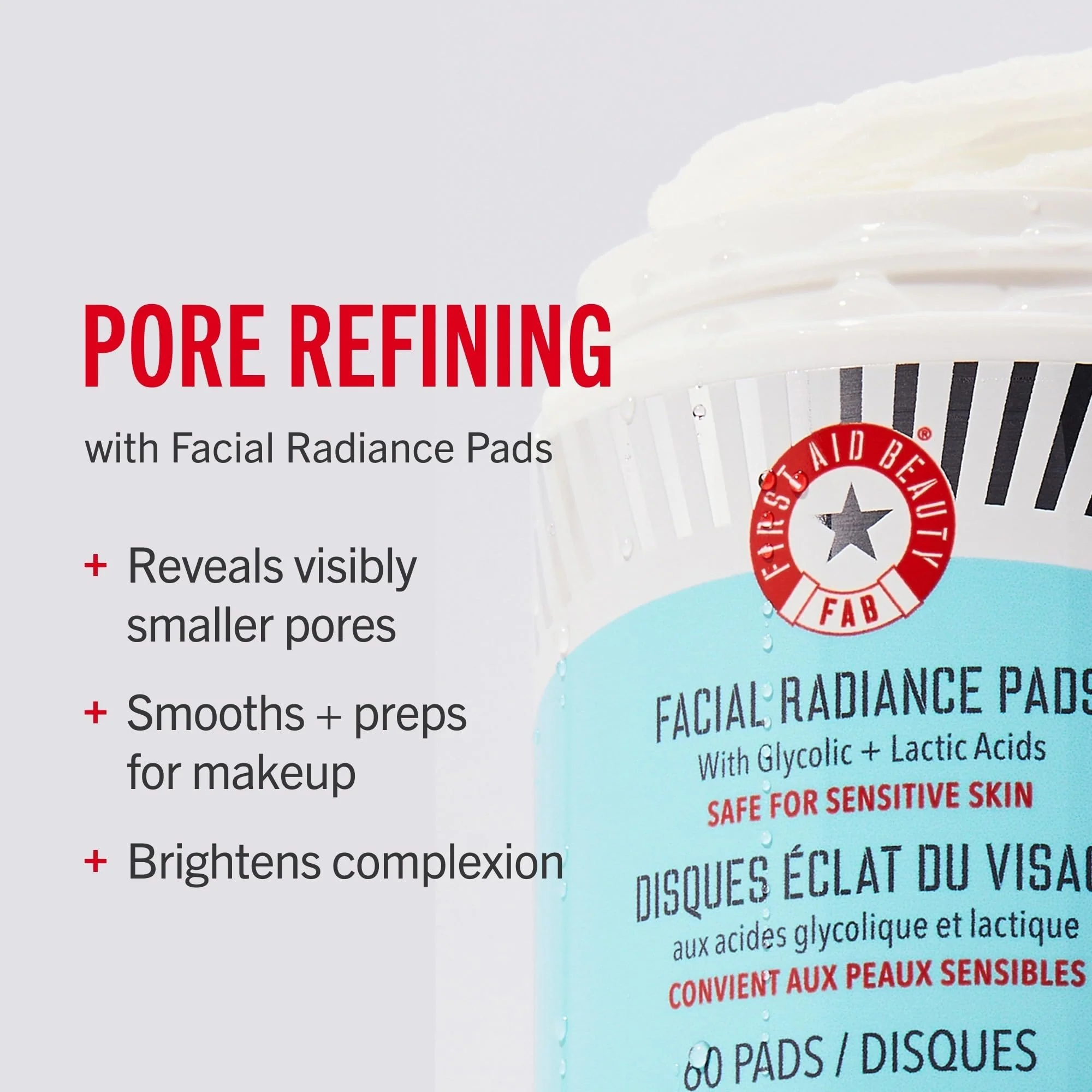 First Aid Beauty - Facial Radiance Pads with Glycolic & Lactic Acids, Daily Exfoliating Pads with AHA, Visibly Smaller Pores, Help Tone & Brighten Skin, One-Step Makeup Prep, Compostable, 28 - Image 4