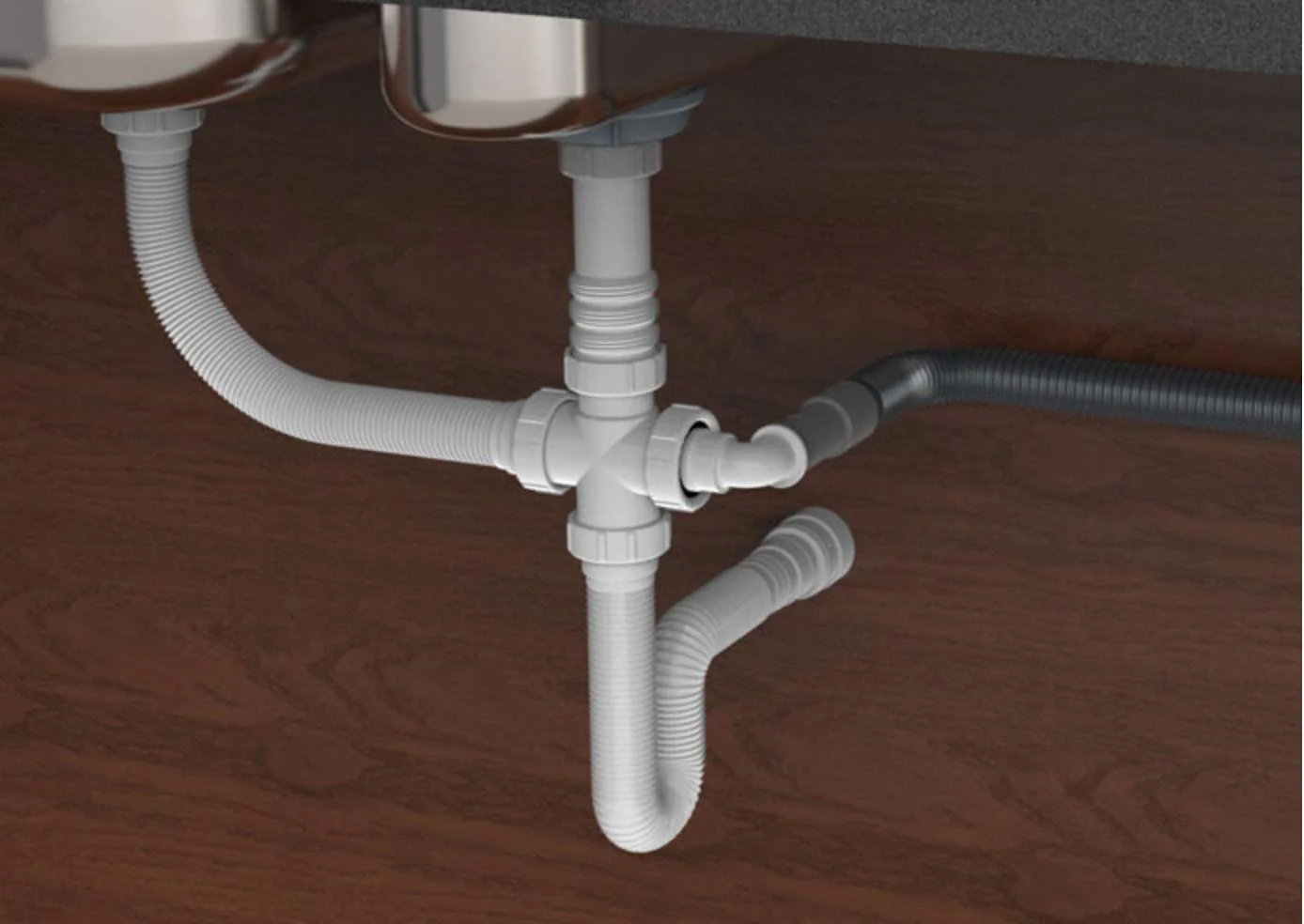 Flexible P-Trap for 1-1/2" Drain Pipes (White - 39 Inch Length) with Adjustable Connections for Kitchen Sinks and Shampoo Bowls, Compatible with Various Sink Configurations - Image 3