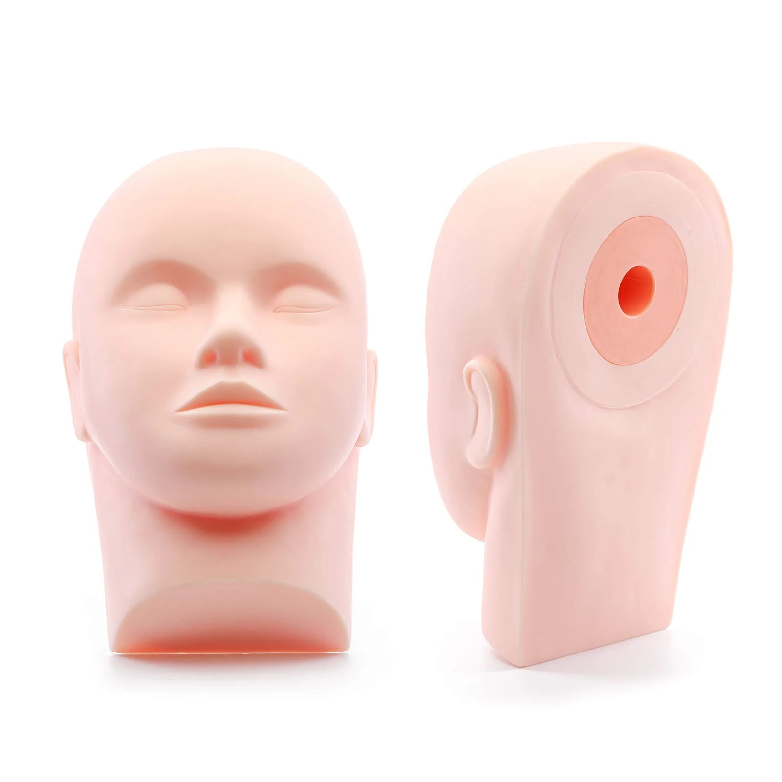 Foraineam 2-Pack Practice Training Head Rubber Cosmetology Mannequin Doll Face Head For Eyelashes Makeup Massage Practice - Image 2