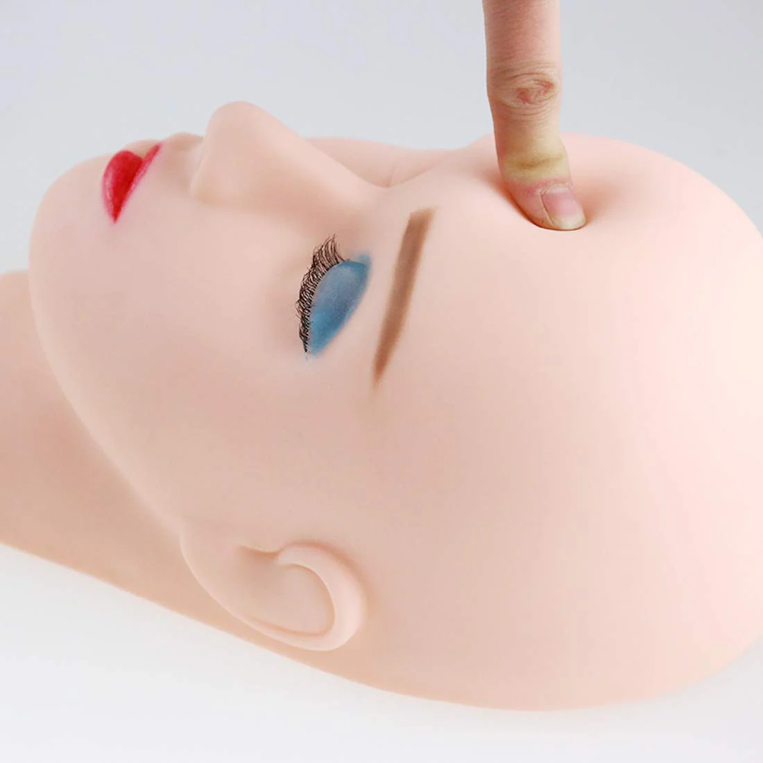 Foraineam 2-Pack Practice Training Head Rubber Cosmetology Mannequin Doll Face Head For Eyelashes Makeup Massage Practice - Image 3