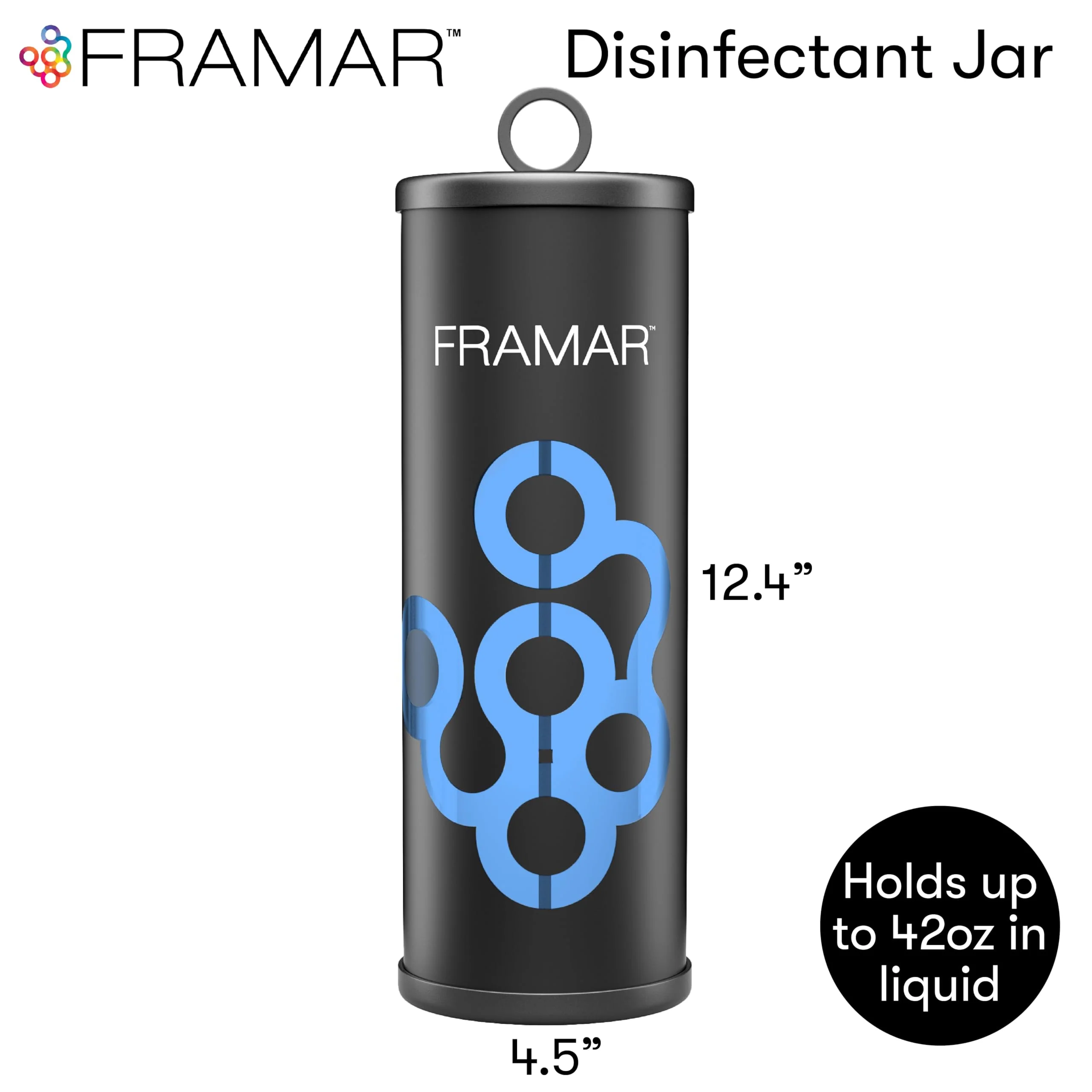 FRAMAR Disinfectant Jar For Salon - Hair Disinfectant Liquid, Salon Disinfectant Jar, Barber Accessories, Barber Cleaning Supplies, Salon Accessories, Aesthetic Design, Non Slip Base – Matte - Image 3