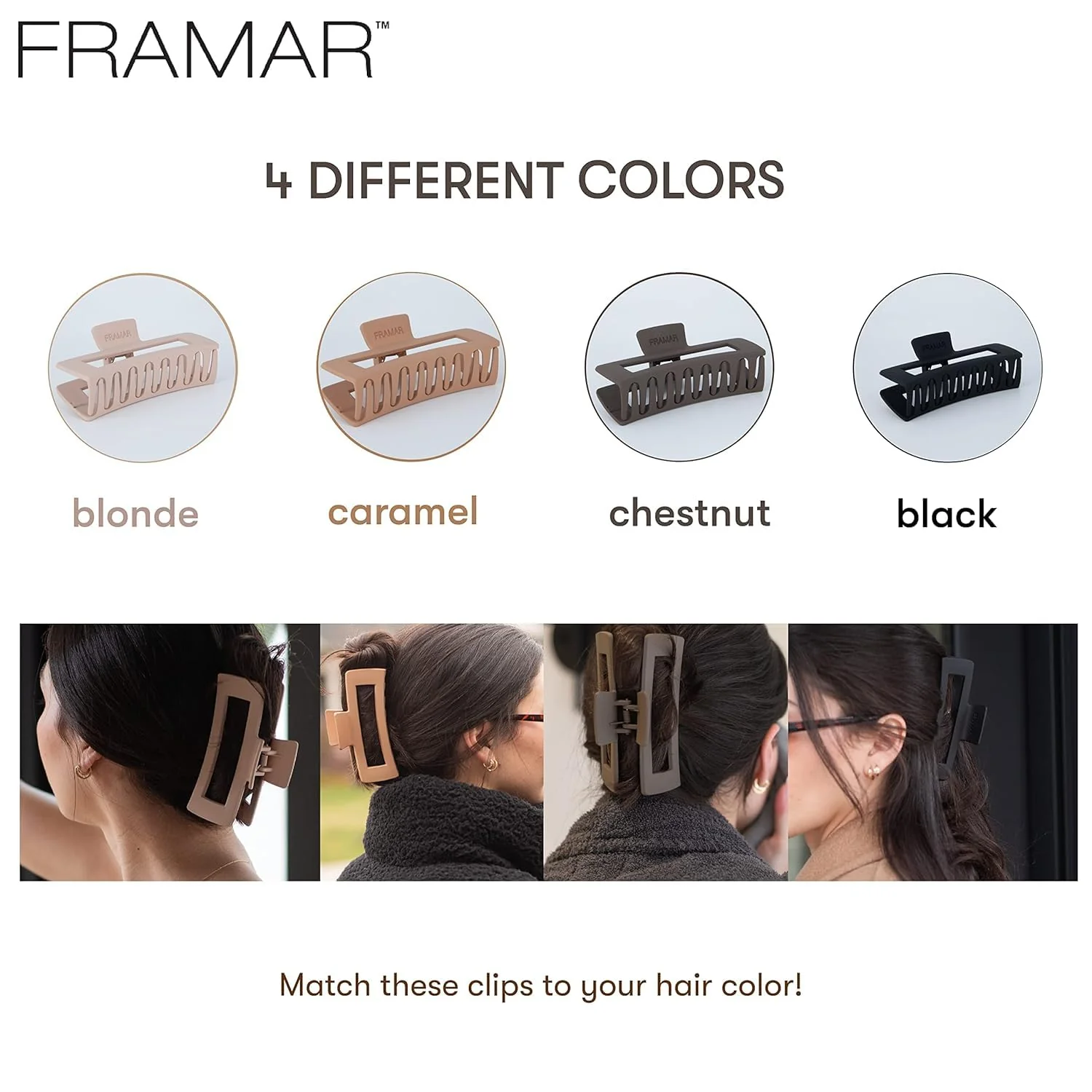 FRAMAR Extra Large Claw Clips For Thick Hair – Hair Claws Pack, Large Hair Clips For Thick Hair, Claw Clip Pack, Hairclips, Hairclips. For Women, Ganchos Para El Cabello – Non Slip Matte Finish - Image 5