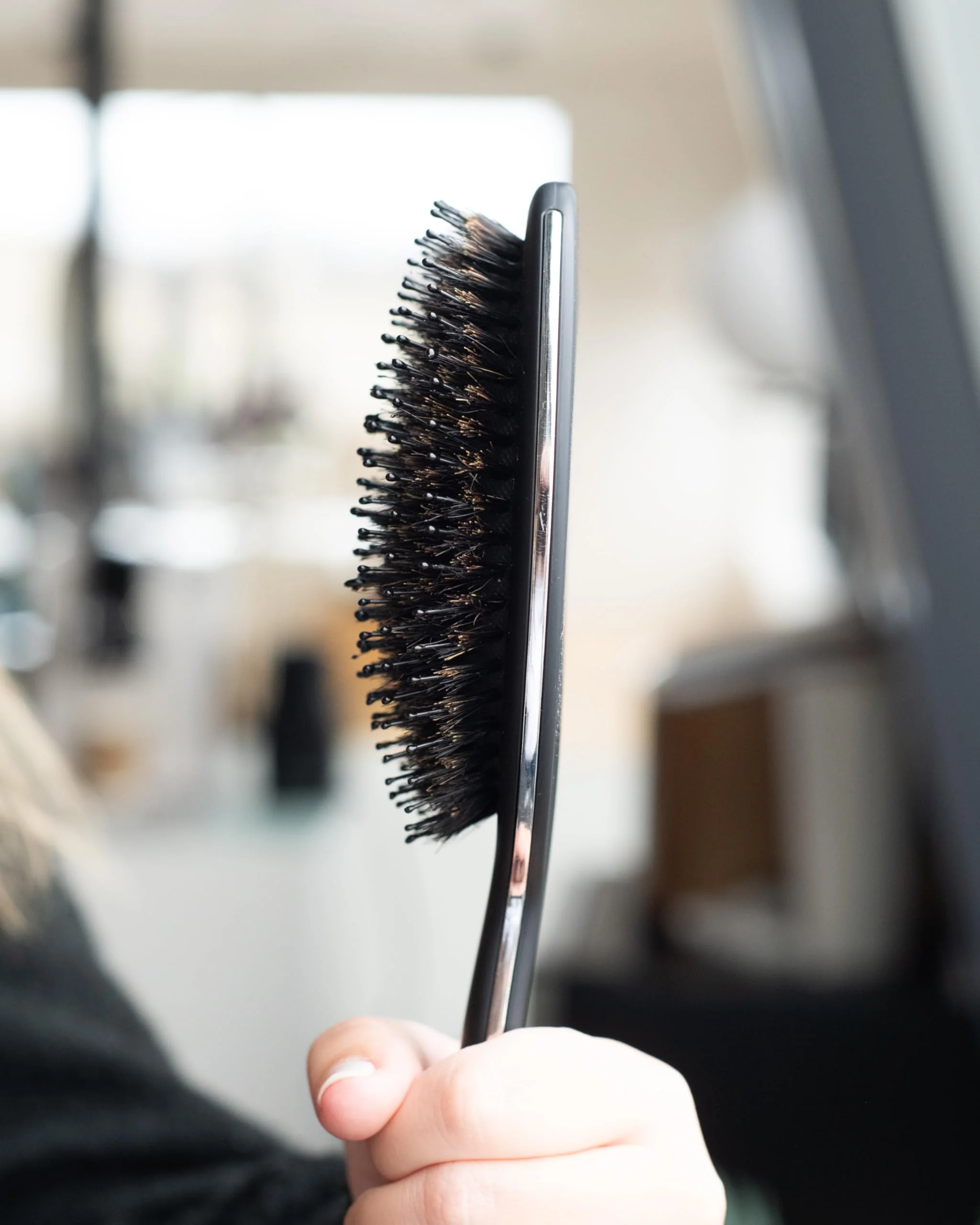 FRAMAR Soft Boar Bristle Hair Brush For Women – Boars Hair Brush For Women, Boar Brush For Fine Hair, Hairbrush For Fine Hair, Soft Bristle Brush For Slick Back, Volume and Shine - Black - Image 9