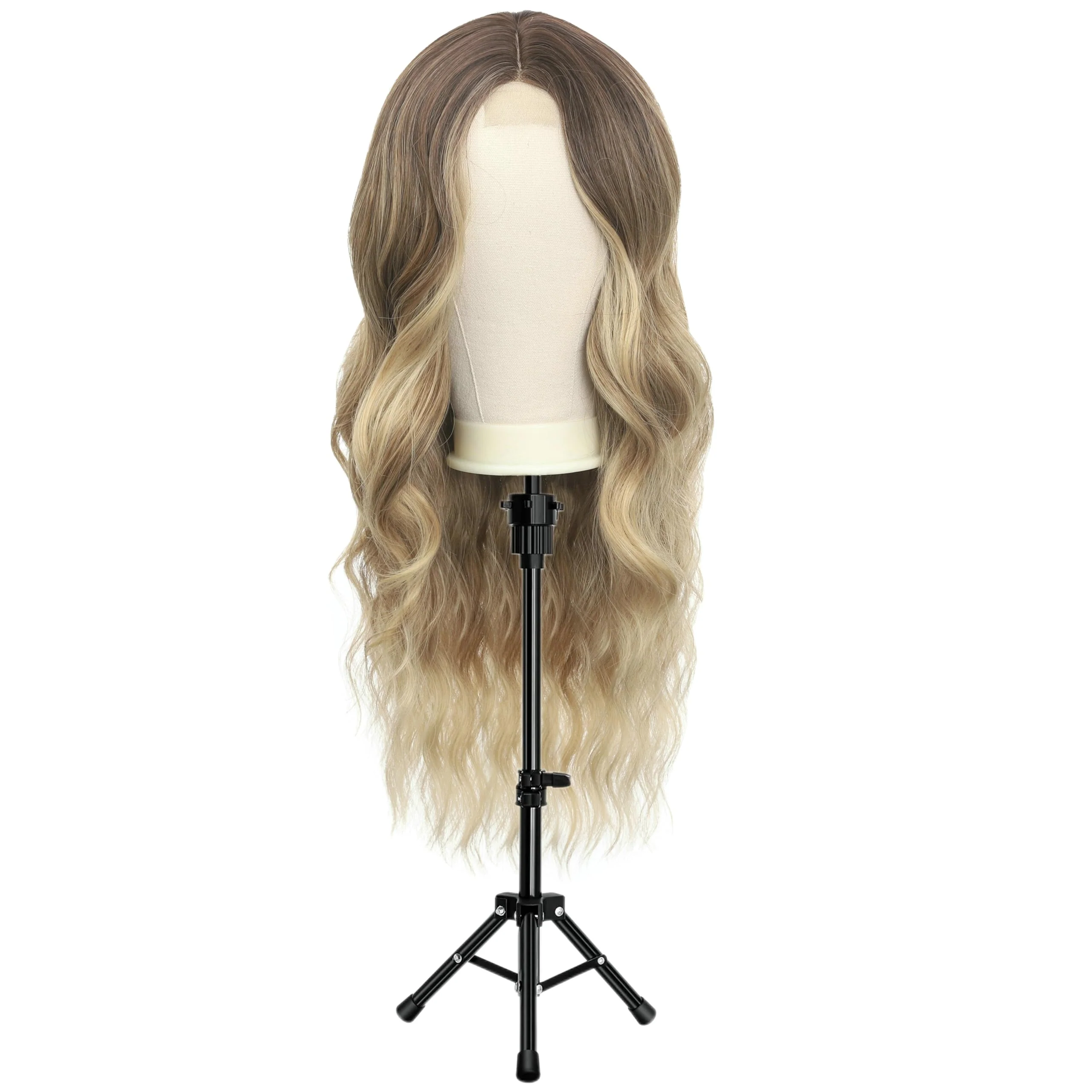 FUTAI 22 inches Canvas Mannequin Head with Tripod Stand Wig Cap T Pins Rat Tail Comb and Hairpins for Wig Making Practice Styling Training Display - Image 6