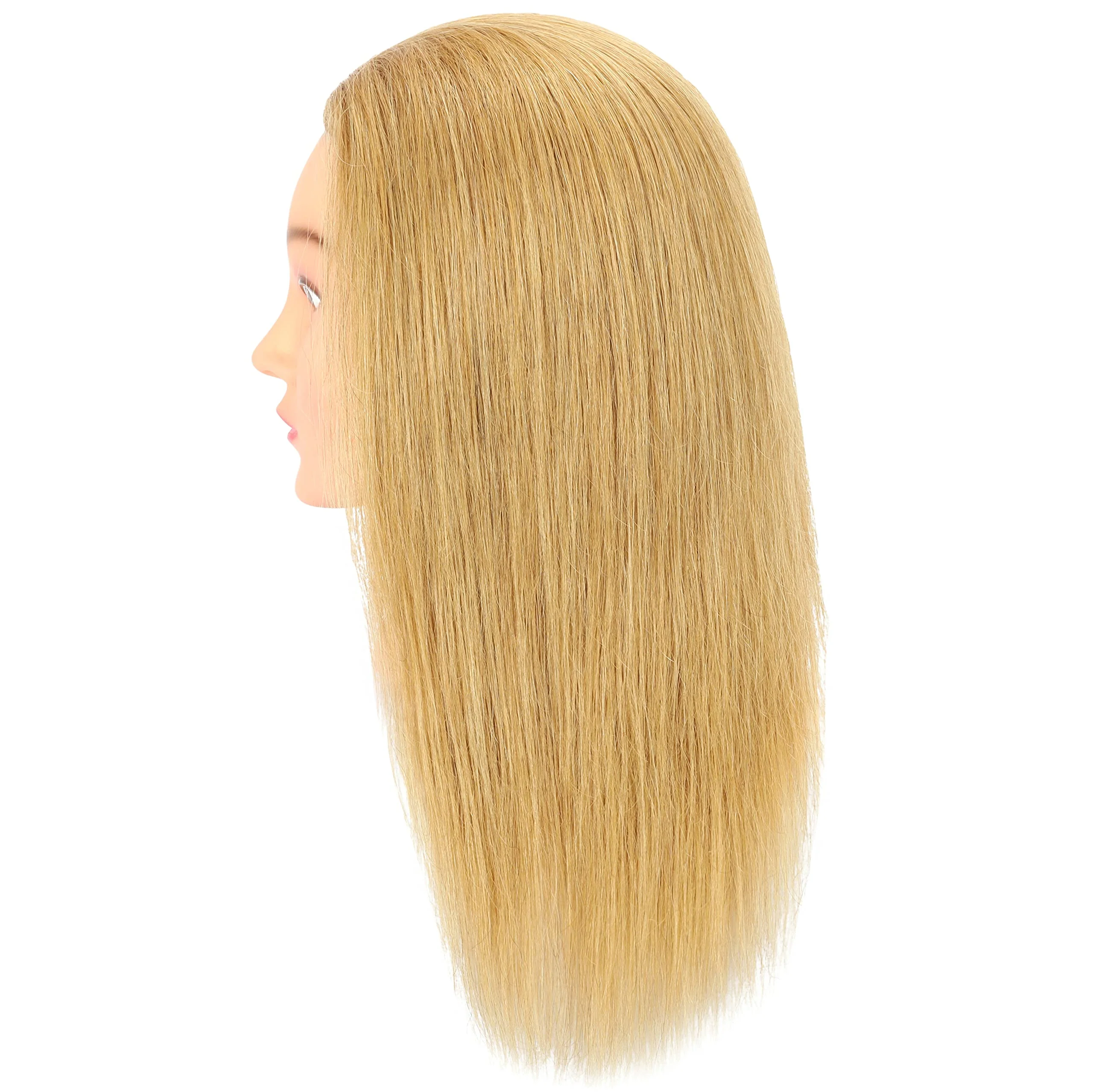 FUTAI Mannequin Head 100% Real Human Hair Manikin Doll Style Head for Bleaching Dyeing Curling Cutting Braiding Styling Updos Practice Cosmetology Training Display with Stand - Image 6