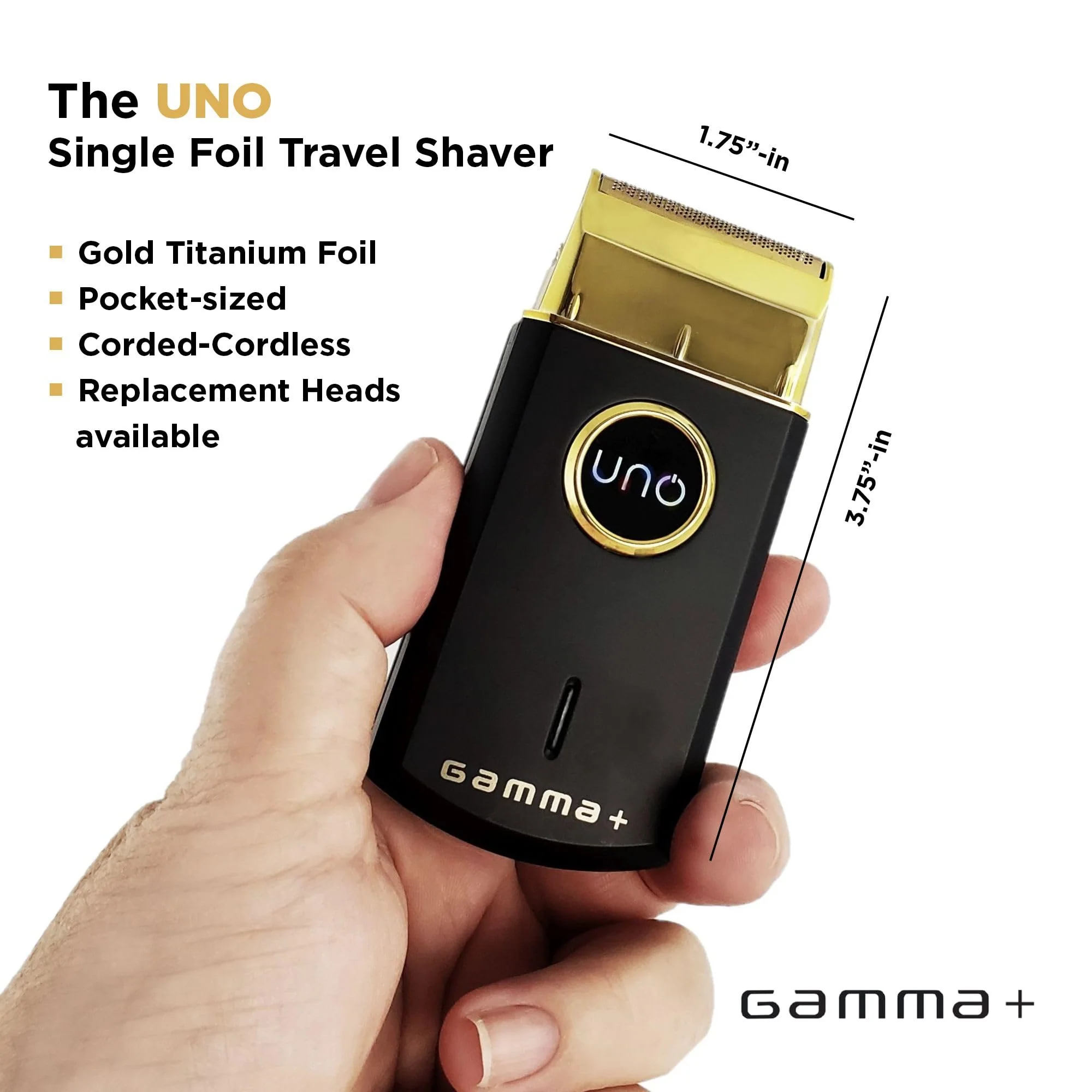 GAMMA+ Uno Mini-Sized Travel Cordless Mens Single Foil Shaver, Micro-USB Rechargeable for Shorter Facial Stubble, Black - Image 5